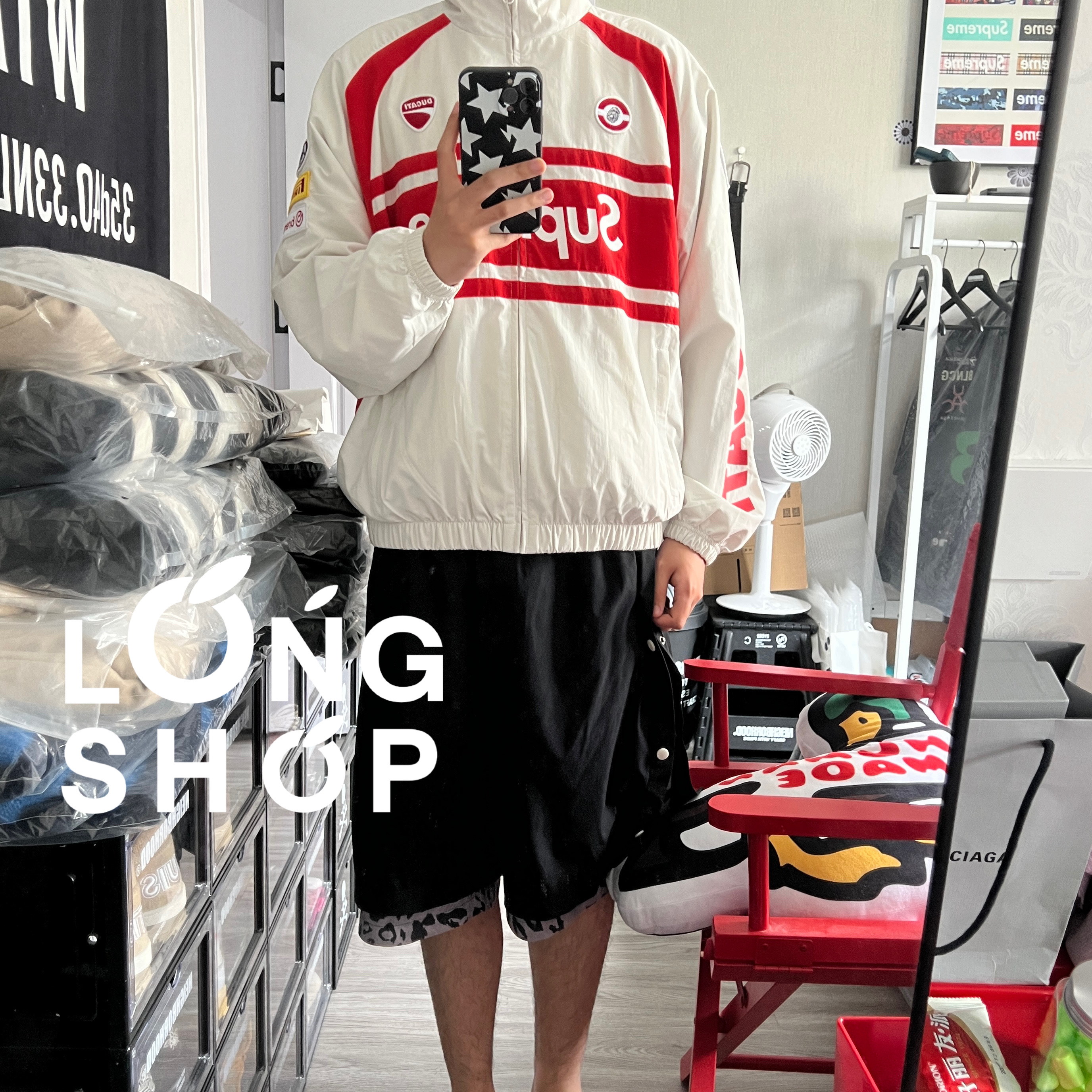 Supreme x Ducati Track Jacket Light Grey - 24SS 착용 스타일