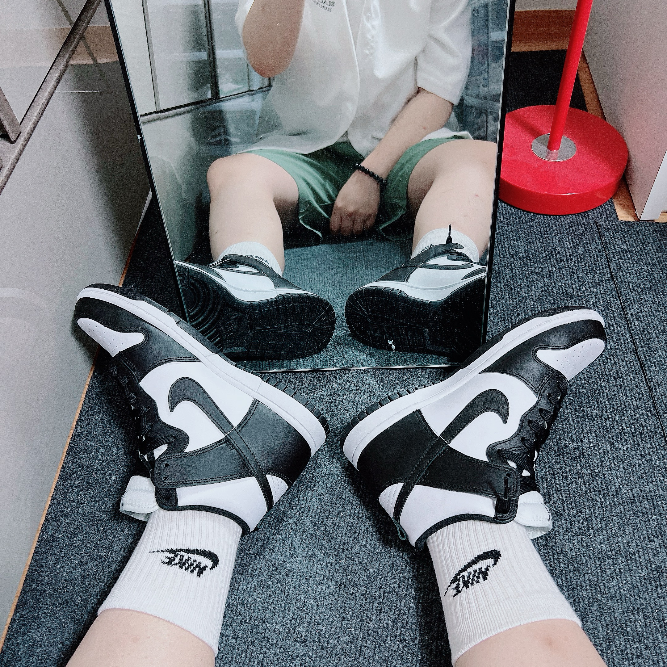 Nike Dunk High Retro Championship White 착용 스타일 - 4