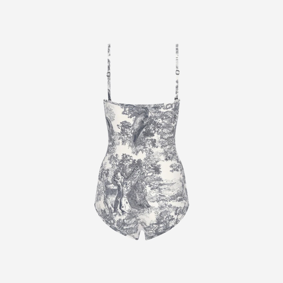 (W) Dior Dioriviera One-Piece Swimsuit with Toile de Jouy Sauvage Motif White Navy Blue 상세 이미지 2