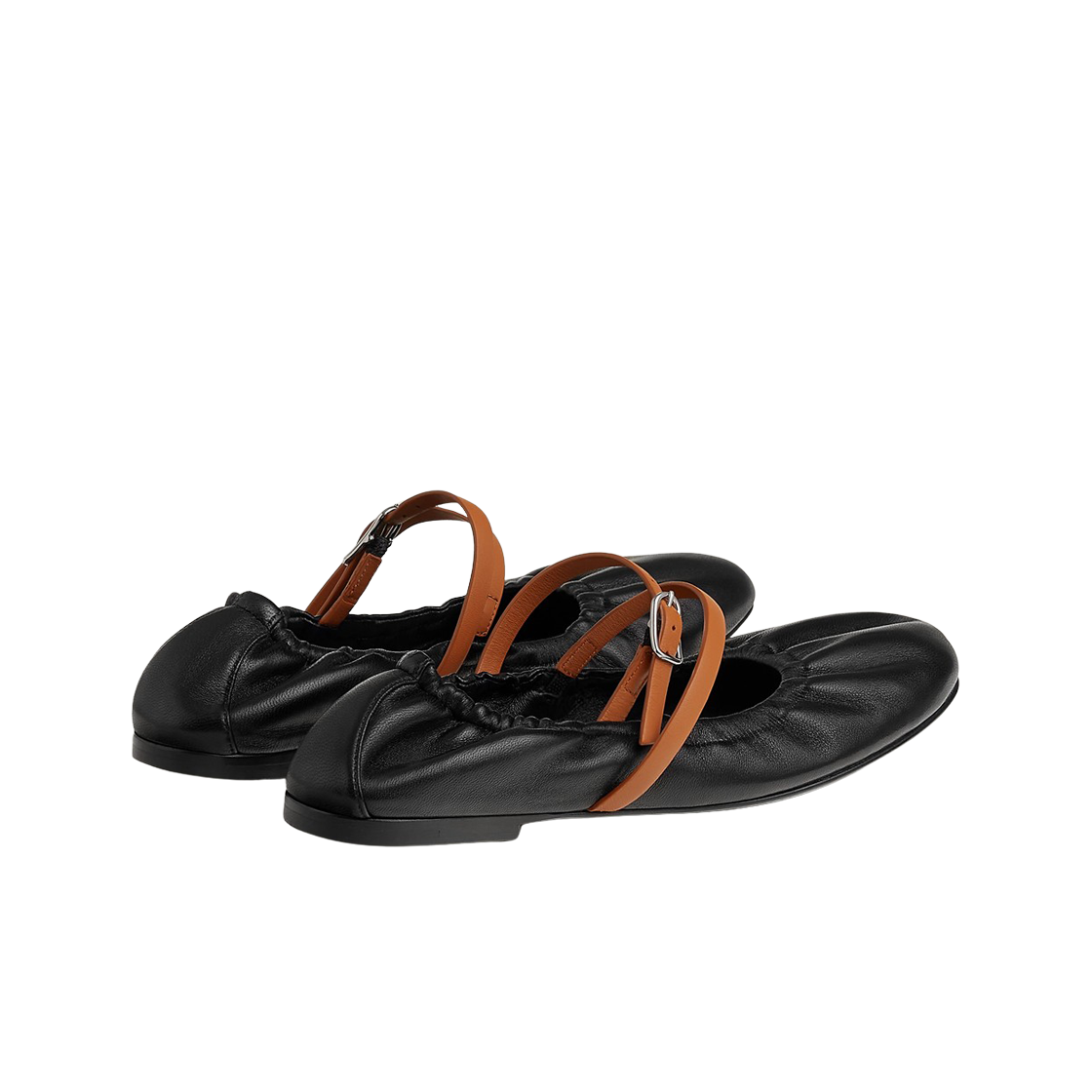 (W) 에르메스 졸리 발레 플랫 나파 카프스킨 & 누아 나뛰렐((W) Hermes Jolly Ballet Flat Nappa Calfskin & Noir Naturel) - 3