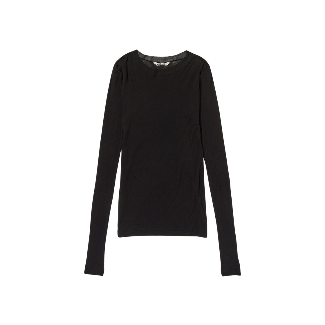 (W) Auralee Super High Gauge Sheer Rib L/S T-Shirt Black 상세 이미지 1