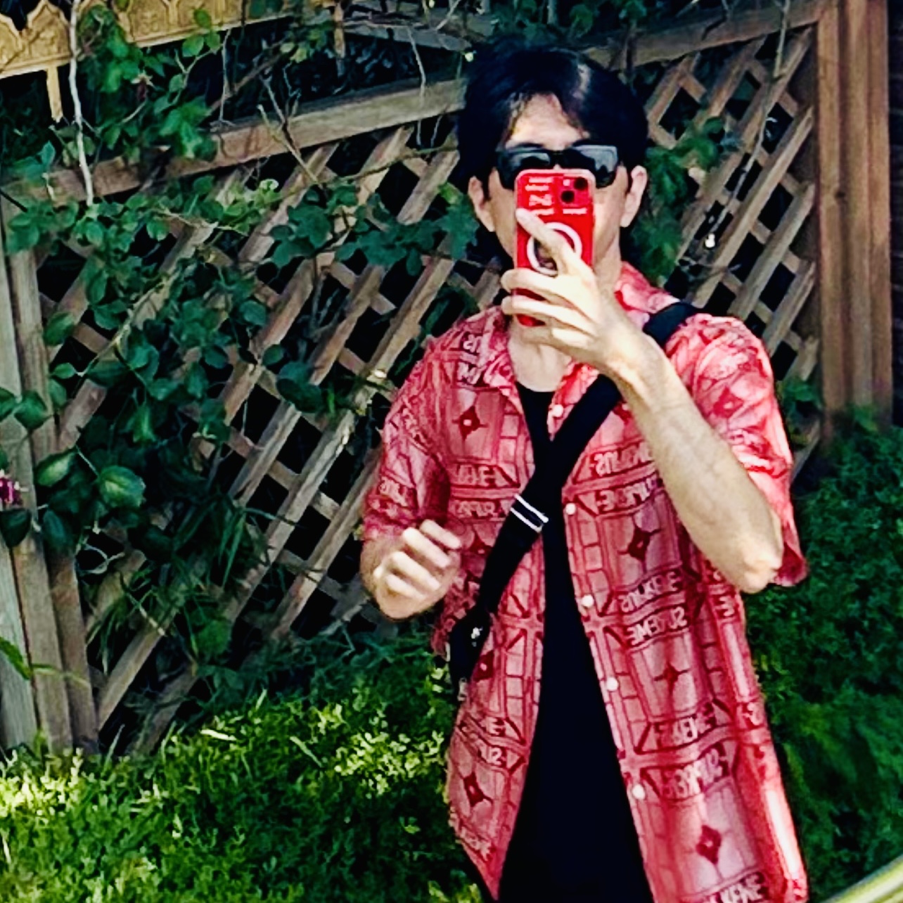 Supreme Tray Jacquard S/S Shirt Red - 24SS 착용 스타일