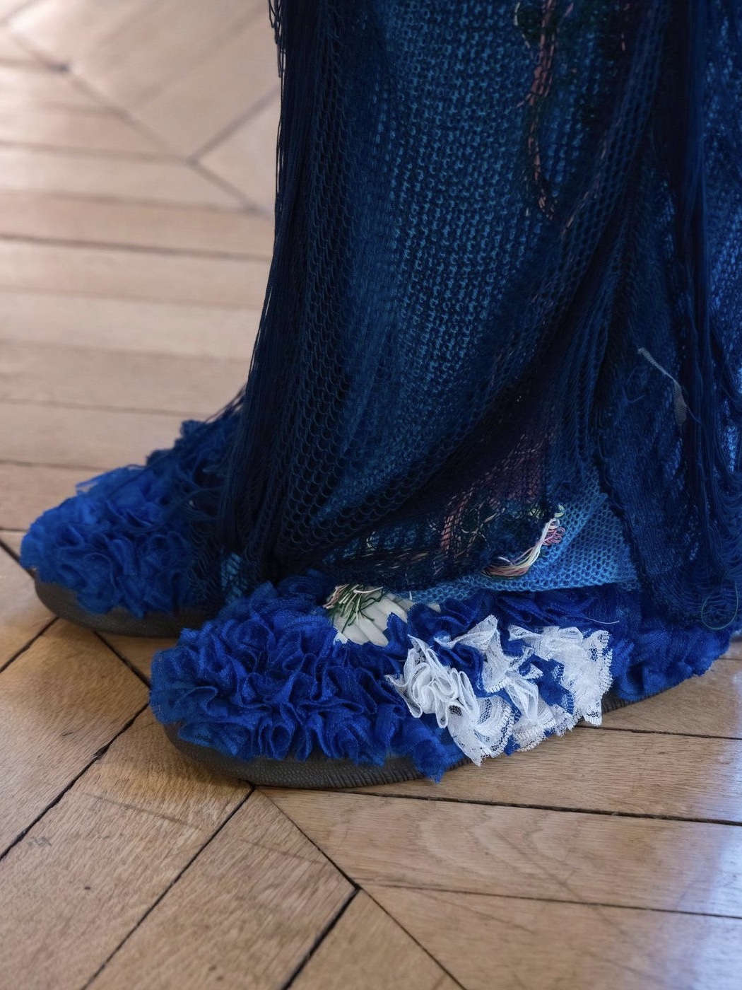 Caroline Hu x Adidas Women Samba Lace Blue - 24FW 착용 스타일 - 2