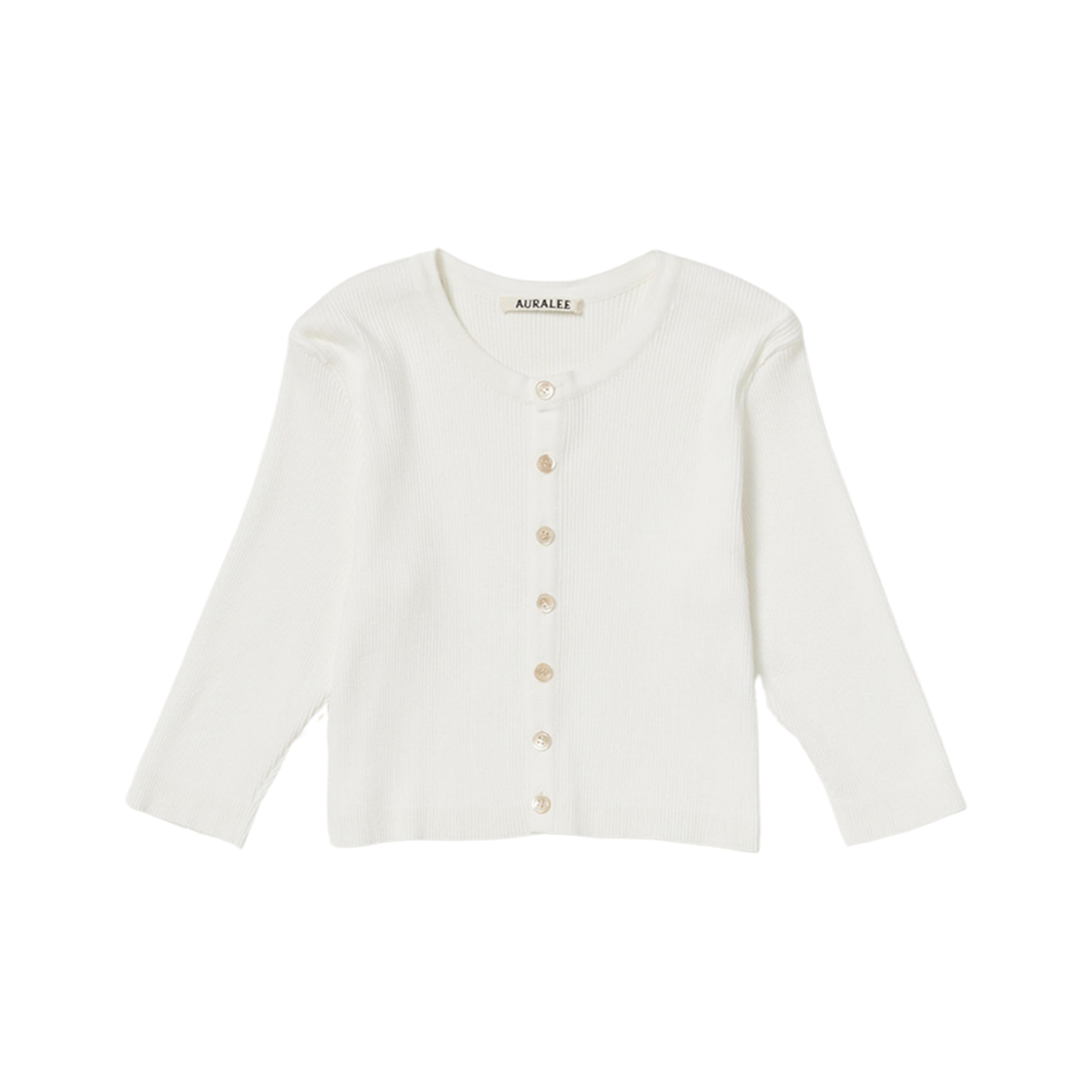 (W) Auralee Giza High Gauge Rib Knit Short Cardigan White 상세 이미지 1