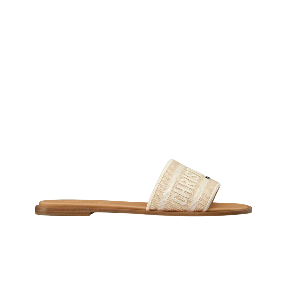 KCO062ECJ-S03W (W) Dior Dioriviera Dway Slide Embroidered Cotton Natural Raffia White