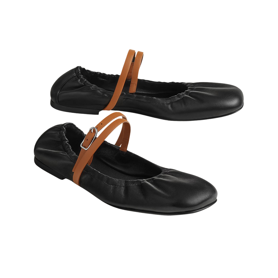 (W) 에르메스 졸리 발레 플랫 나파 카프스킨 & 누아 나뛰렐((W) Hermes Jolly Ballet Flat Nappa Calfskin & Noir Naturel) - 2