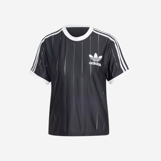 (W) 아디다스 아디컬러 3S 핀스트라이프 티셔츠 블랙 - KR 사이즈
