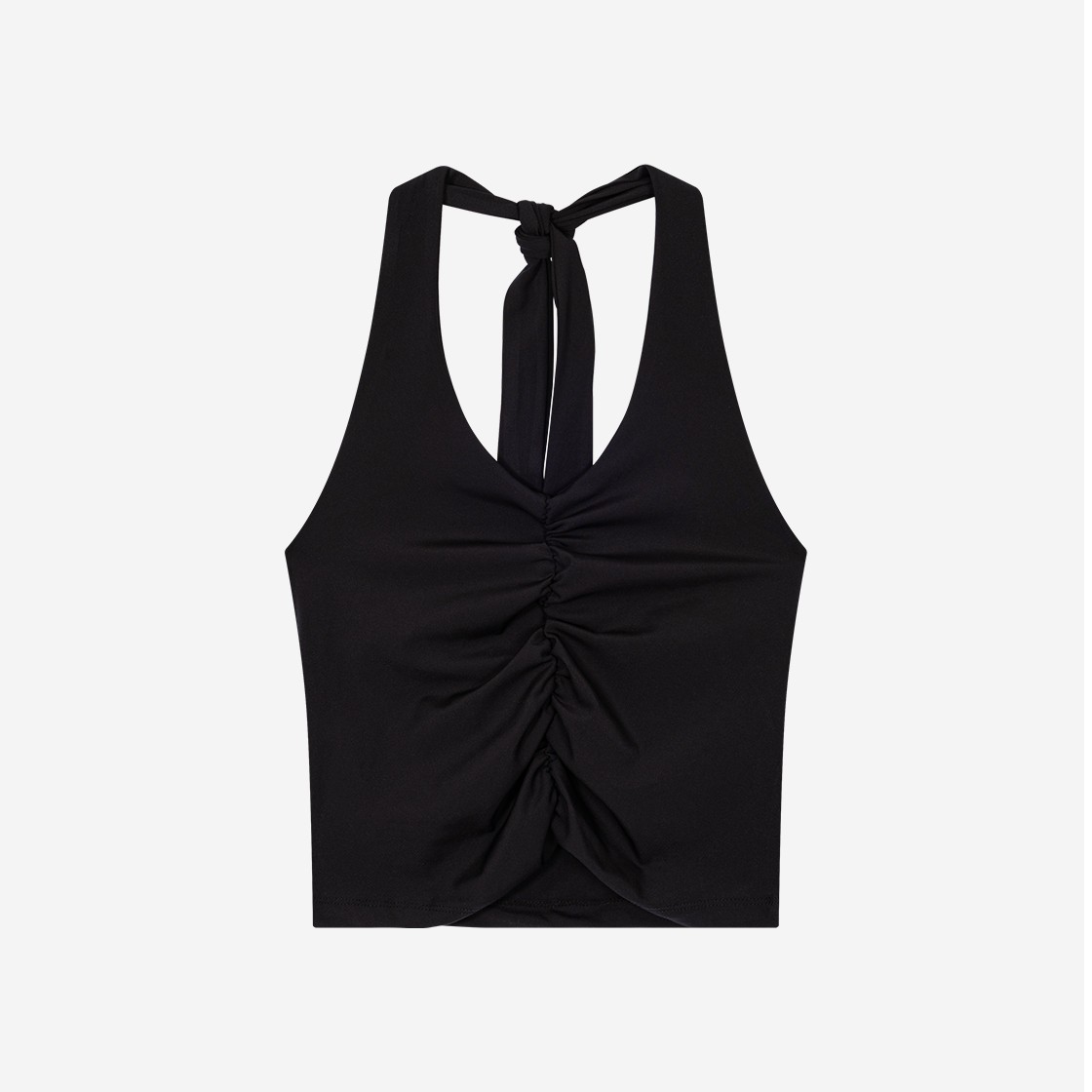 Porta Shirring Span Halter Neck Top Black 상세 이미지 1