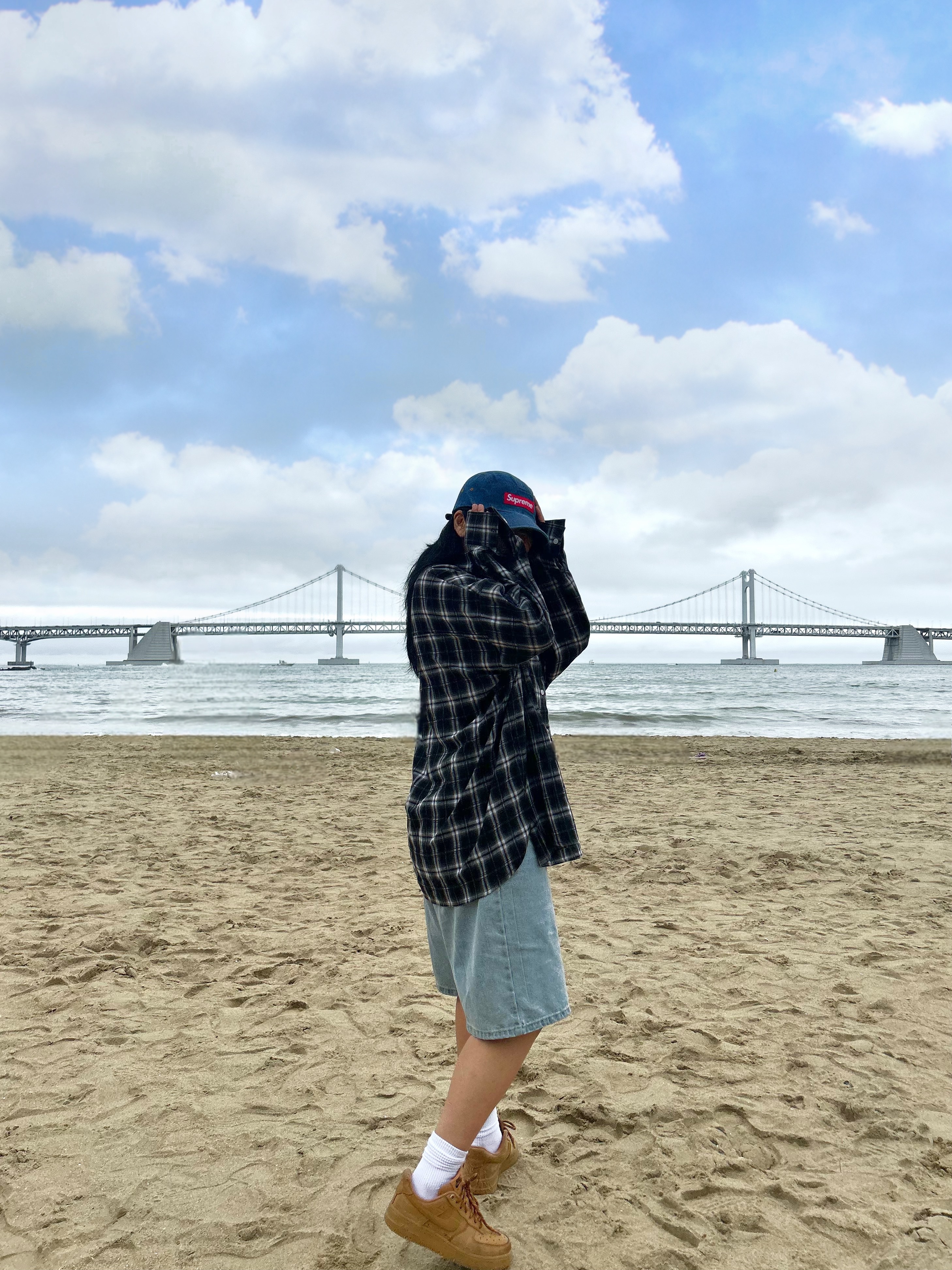 Supreme Washed Chino Twill Camp Cap Denim - 22FW, Nike Air Force 1 '07 WB Flax 착용 스타일