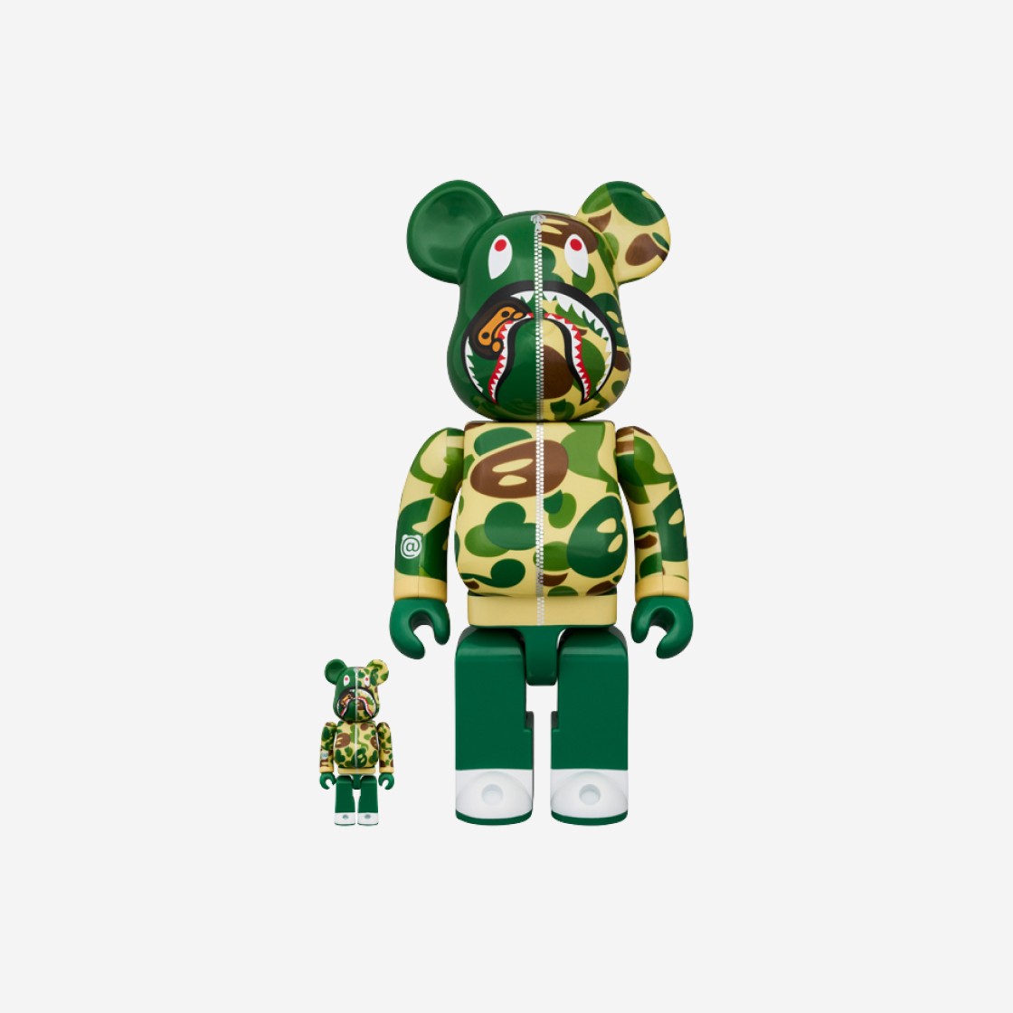 Bearbrick x BAPE Baby Milo Camo Shark 100% & 400% Set Green 상세 이미지 1