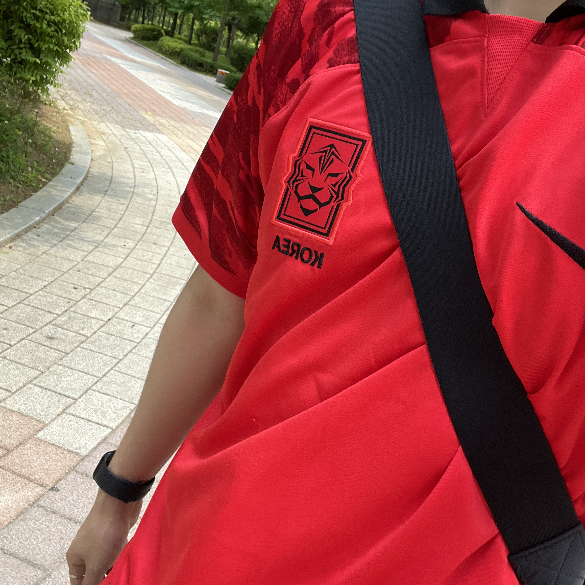 Nike Korea Dri-Fit Stadium Home SS Jersey Global Red - Asia (Non Marking Ver.) 착용 스타일 - 2