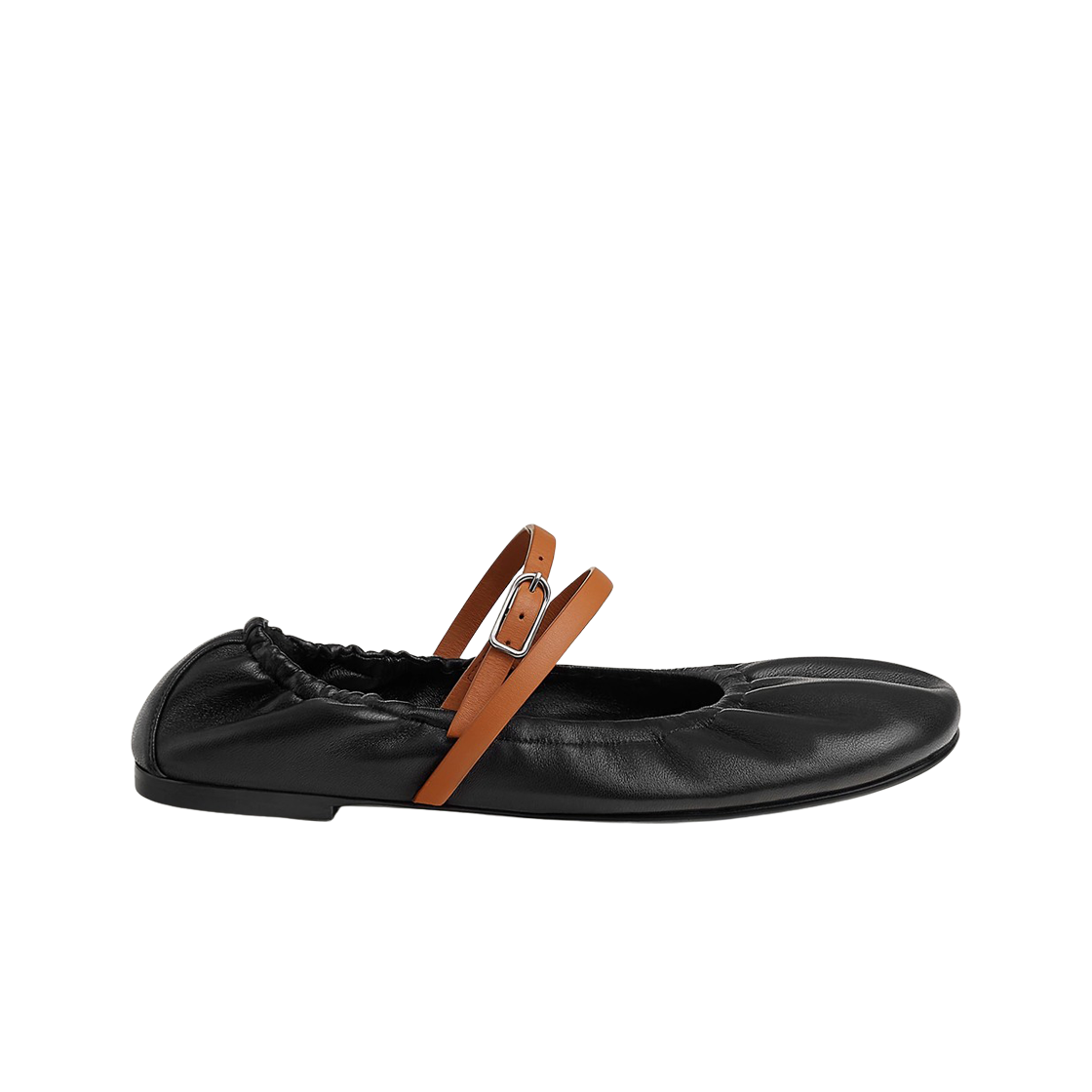 (W) 에르메스 졸리 발레 플랫 나파 카프스킨 & 누아 나뛰렐((W) Hermes Jolly Ballet Flat Nappa Calfskin & Noir Naturel) - 1