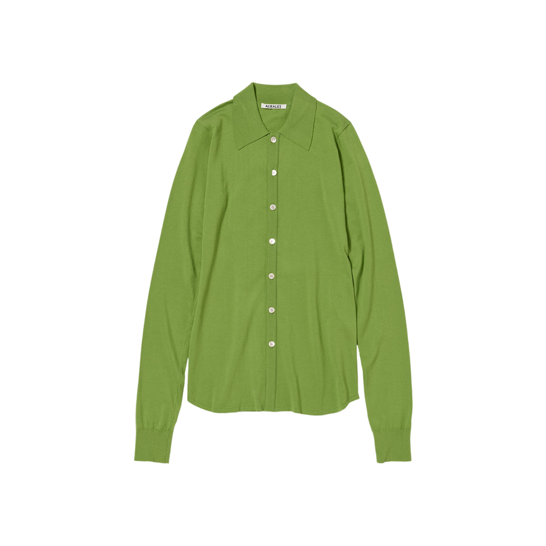 (W) Auralee Super High Gauge Cotton Knit Shirt Cardigan Sage Green 상세 이미지 1