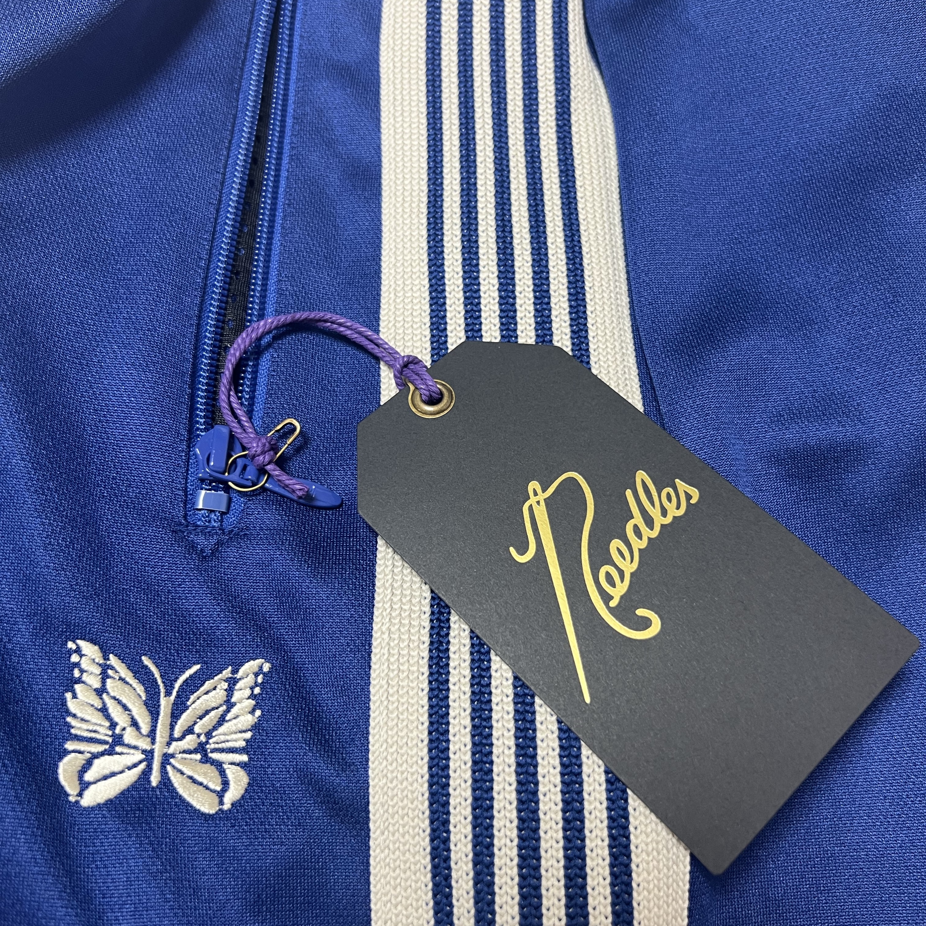 Needles Track Pants Poly Smooth Royal 착용 스타일 - 1