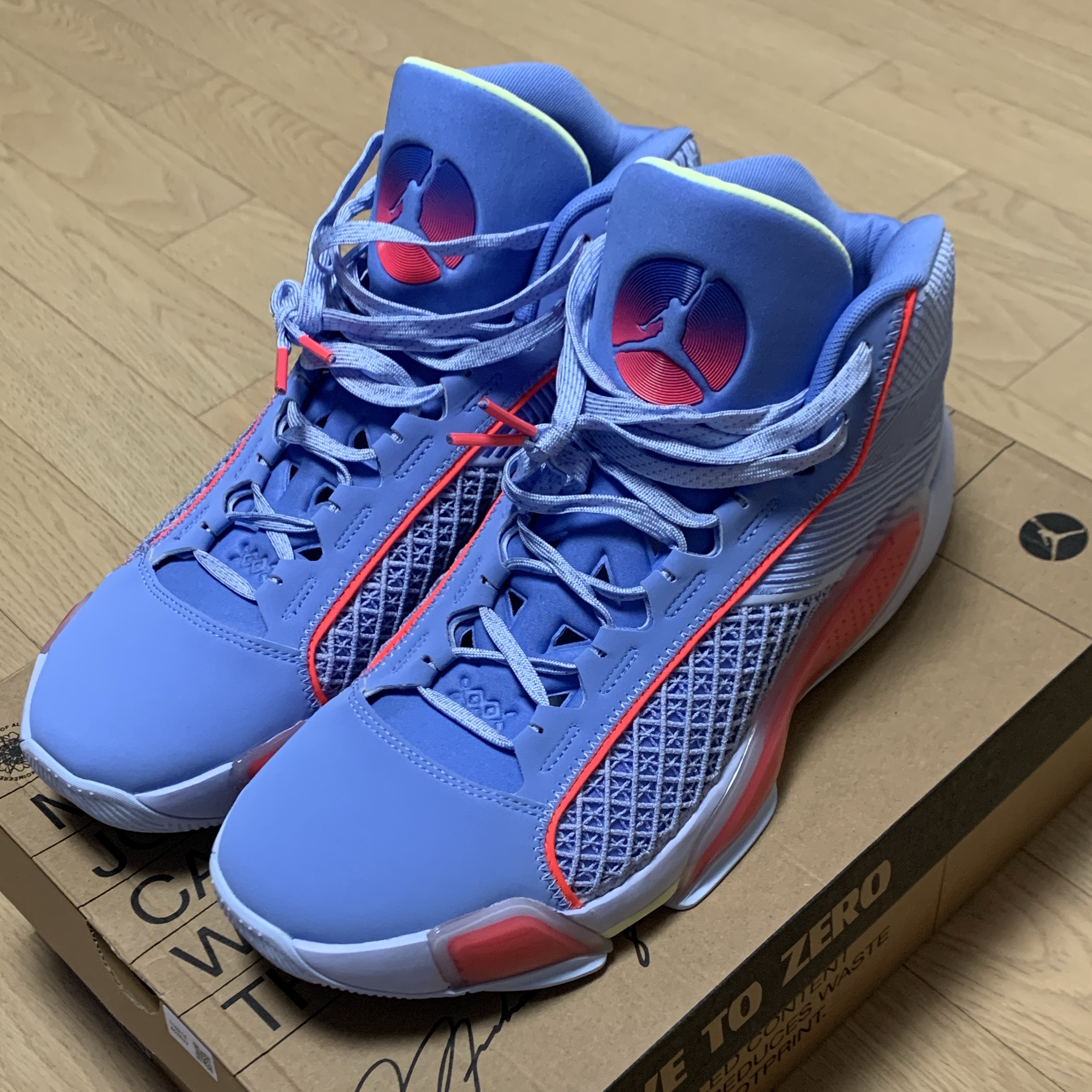 Jordan XXXVIII PF Light Marine Astronomy Blue 착용 스타일