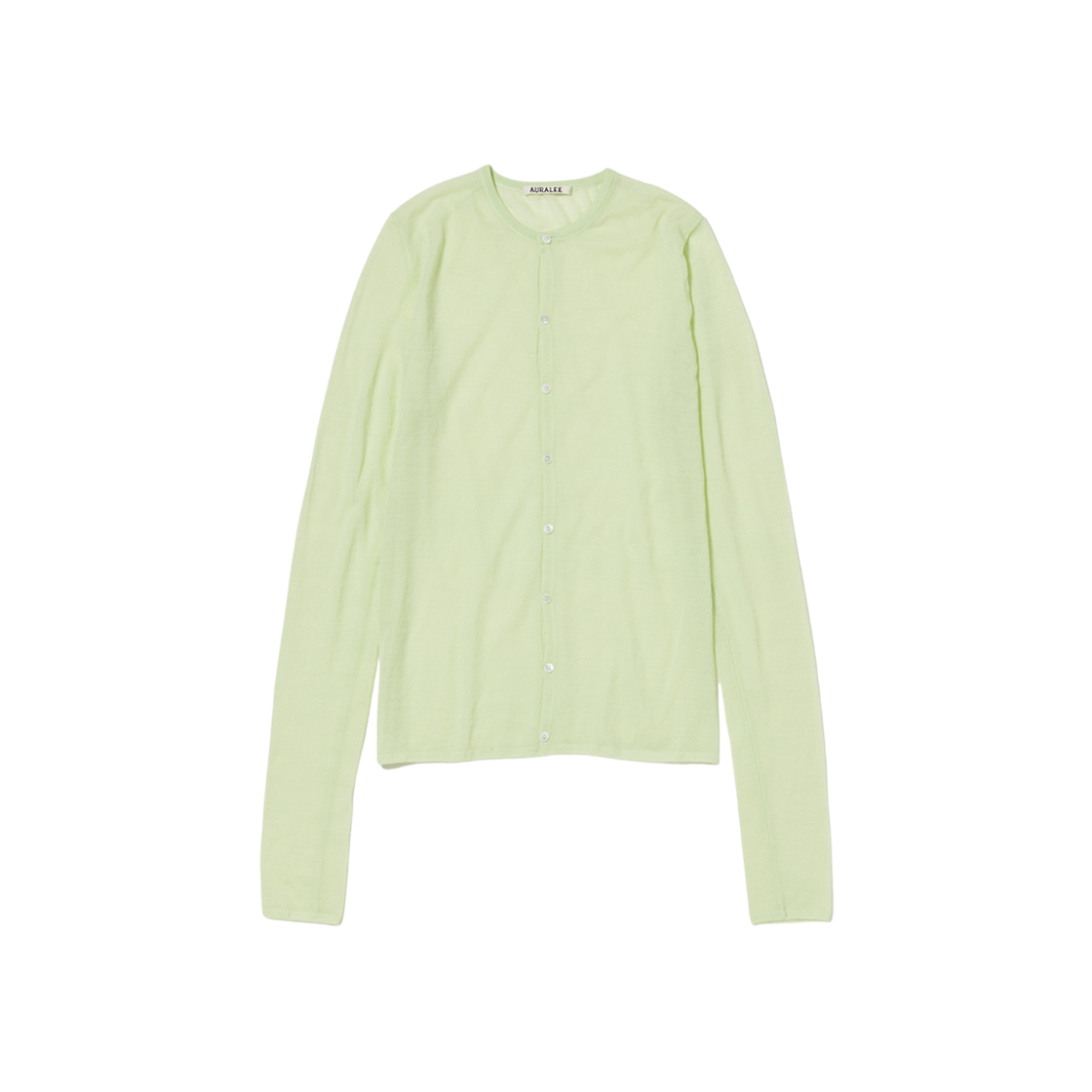 (W) Auralee Hard Twist High Gauge Wool Silk Knit Cardigan Lime Yellow 상세 이미지 1