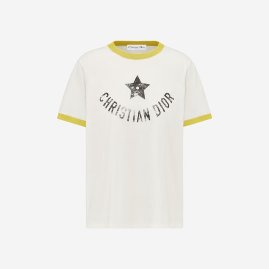 (W) 디올 리비에라 티셔츠 코튼 저지 에크루 레몬 옐로우