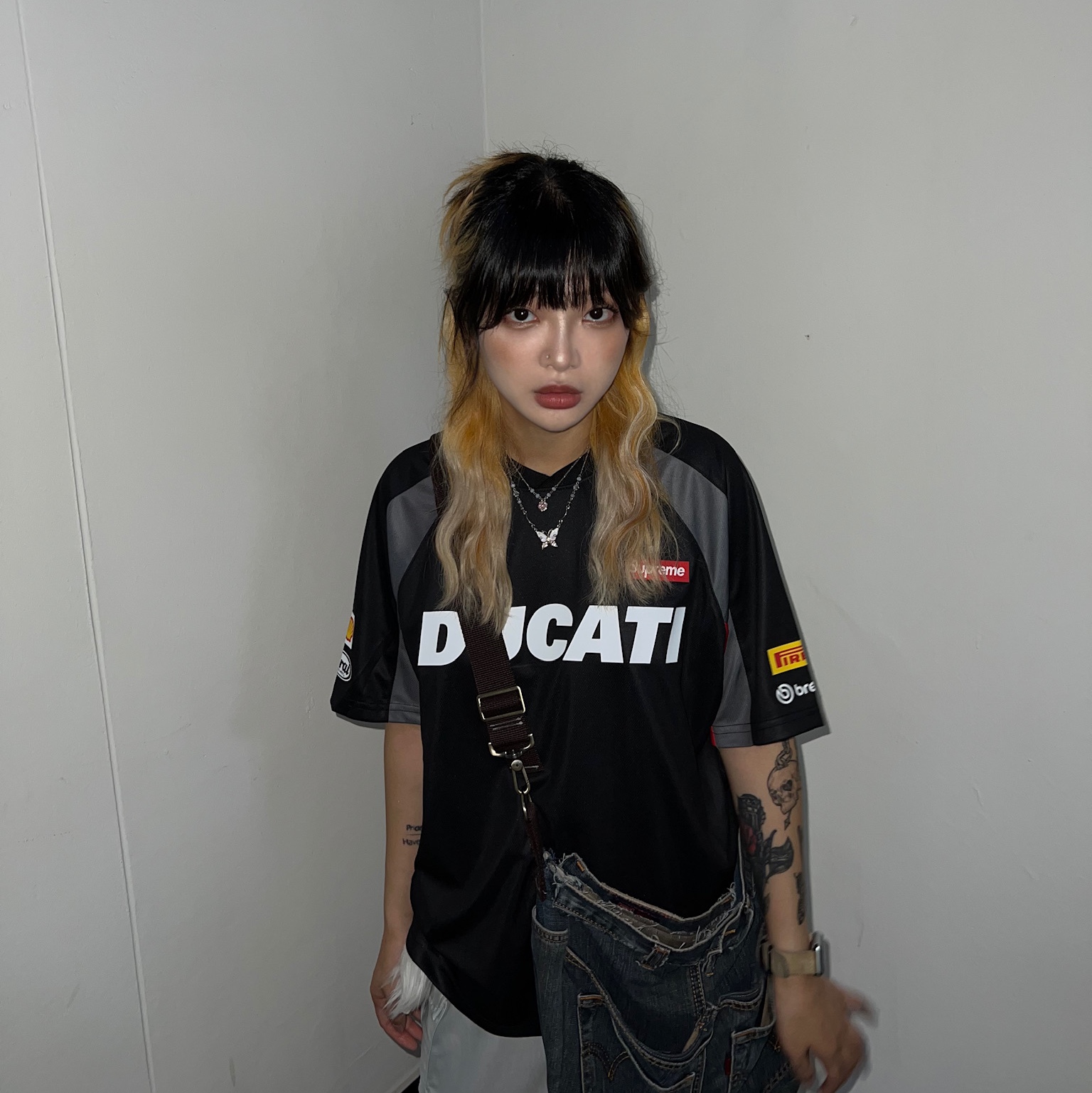 Supreme x Ducati Soccer Jersey Black - 24SS 착용 스타일 - 4