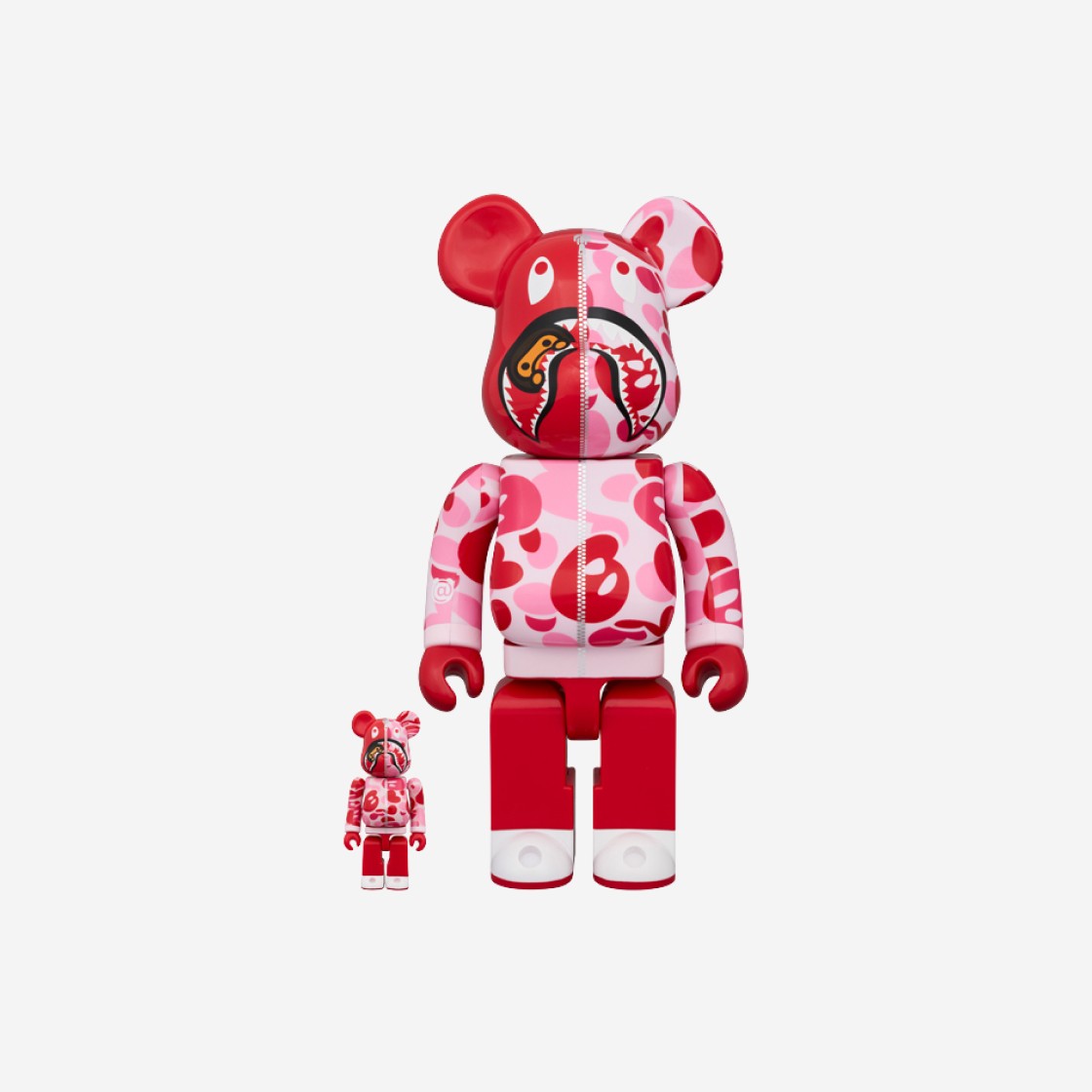 Bearbrick x BAPE Baby Milo Camo Shark 100% & 400% Set Pink 상세 이미지 1