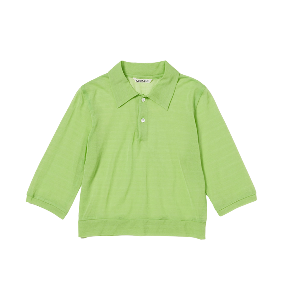 (W) Auralee Hard Twist Cotton Gauze Short Polo Lime Green 상세 이미지 1