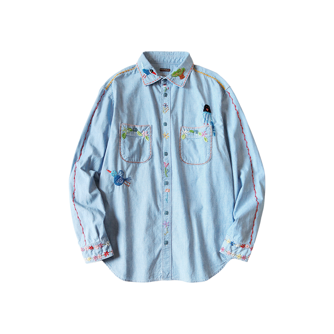 Kapital Magpie Embroidery Chambray Work Shirt Saxophone 상세 이미지 1