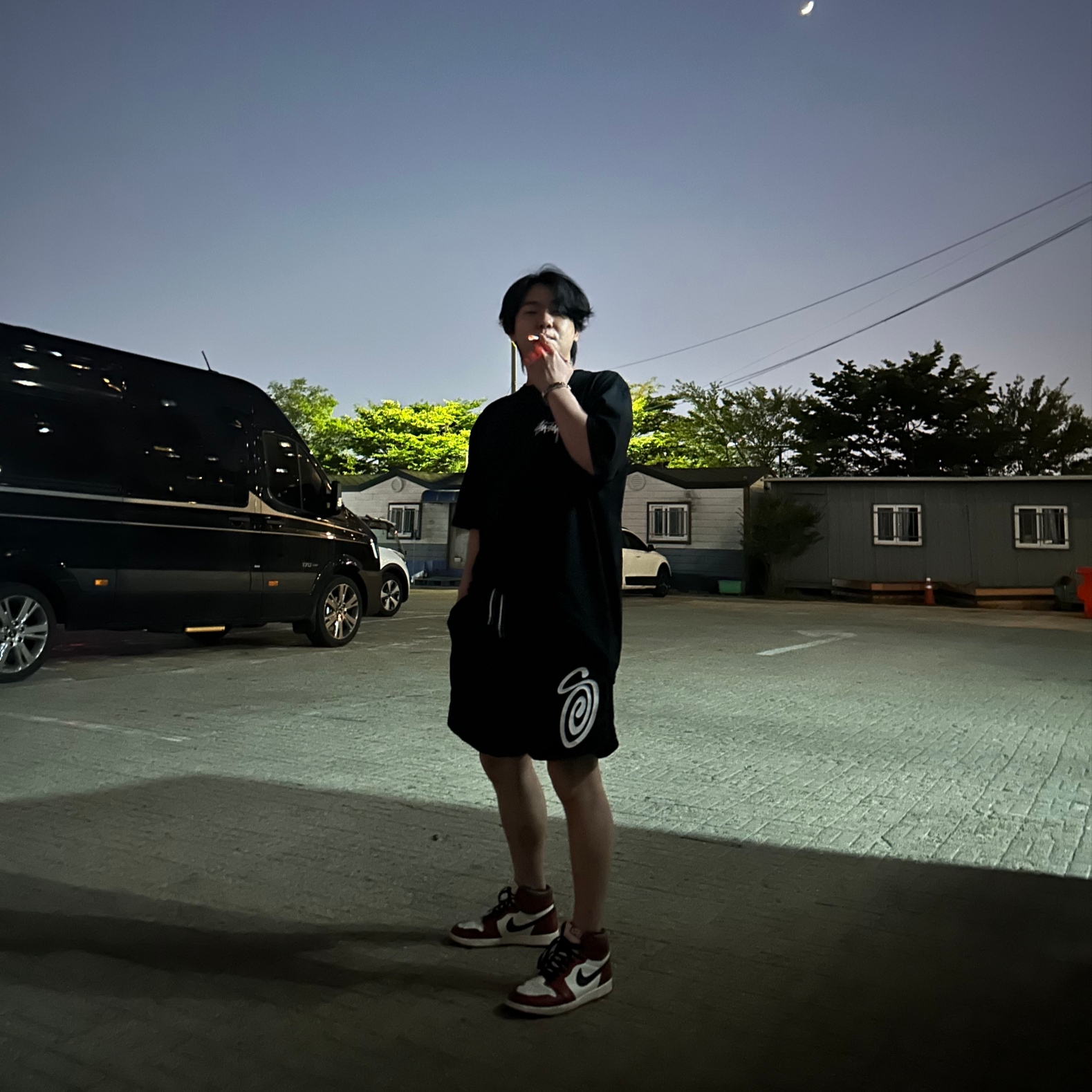 Stussy Curly S Water Shorts Black, Jordan 1 Retro High OG Chicago 2022 착용 스타일