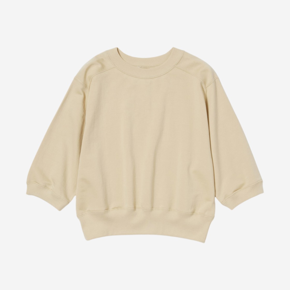 (W) Auralee Elastic High Gauge Sweat Half Sleeve P/O Light Beige 상세 이미지 1