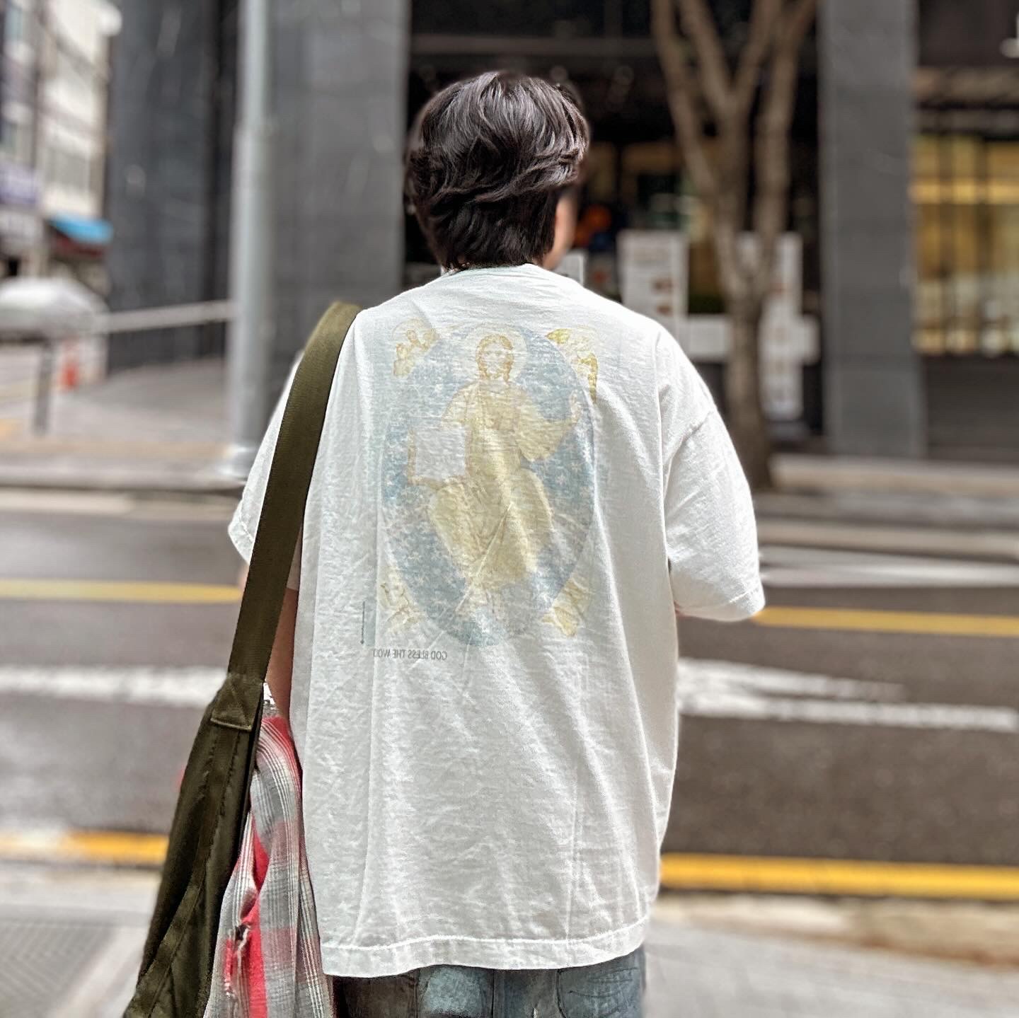 Saint Mxxxxxx Painter Pants Blue - 23AW, Saint Mxxxxxx SA Flannel Check Shirt Red - 23SS 착용 스타일 - 3