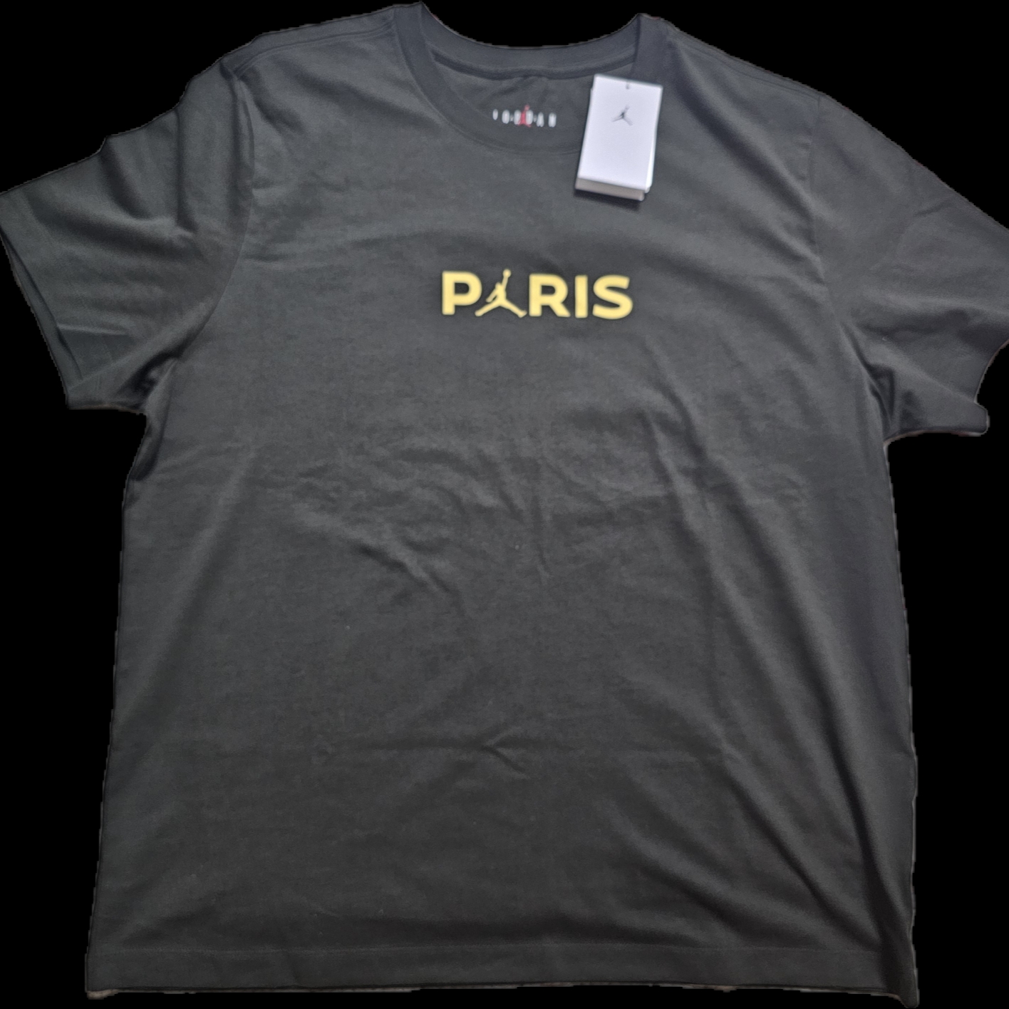 Jordan x Paris Saint-Germain T-Shirt Sequoia Saturn Gold - Asia 착용 스타일 - 3