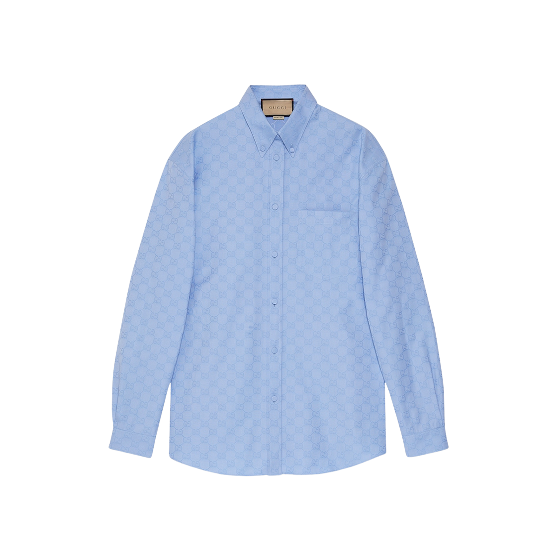 (W) Gucci GG Supreme Cotton Shirt Light Blue 상세 이미지 1