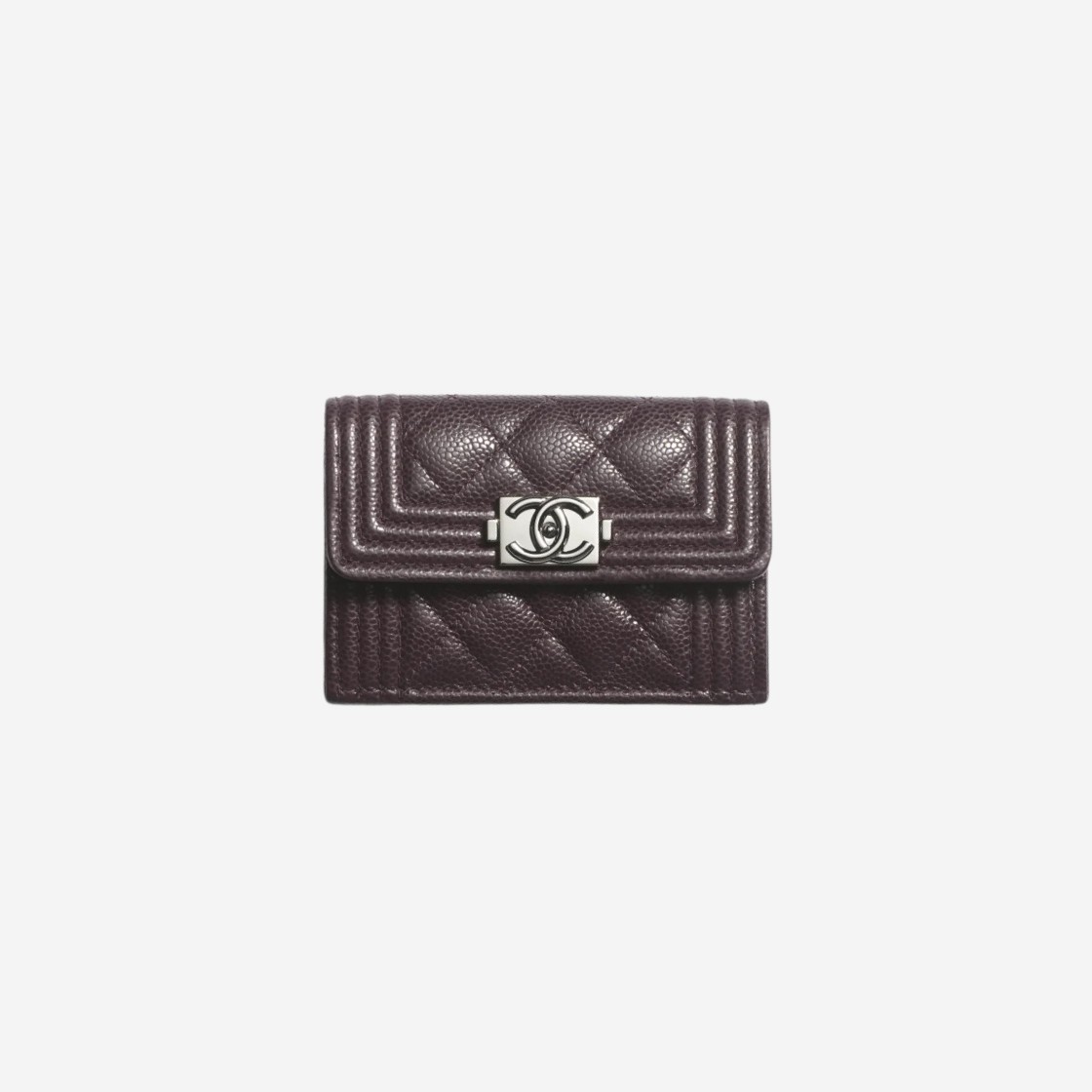 Chanel Boy Chanel Small Flap Wallet Shiny Grained Calfskin & Ruthenium Dark Brown 상세 이미지 1