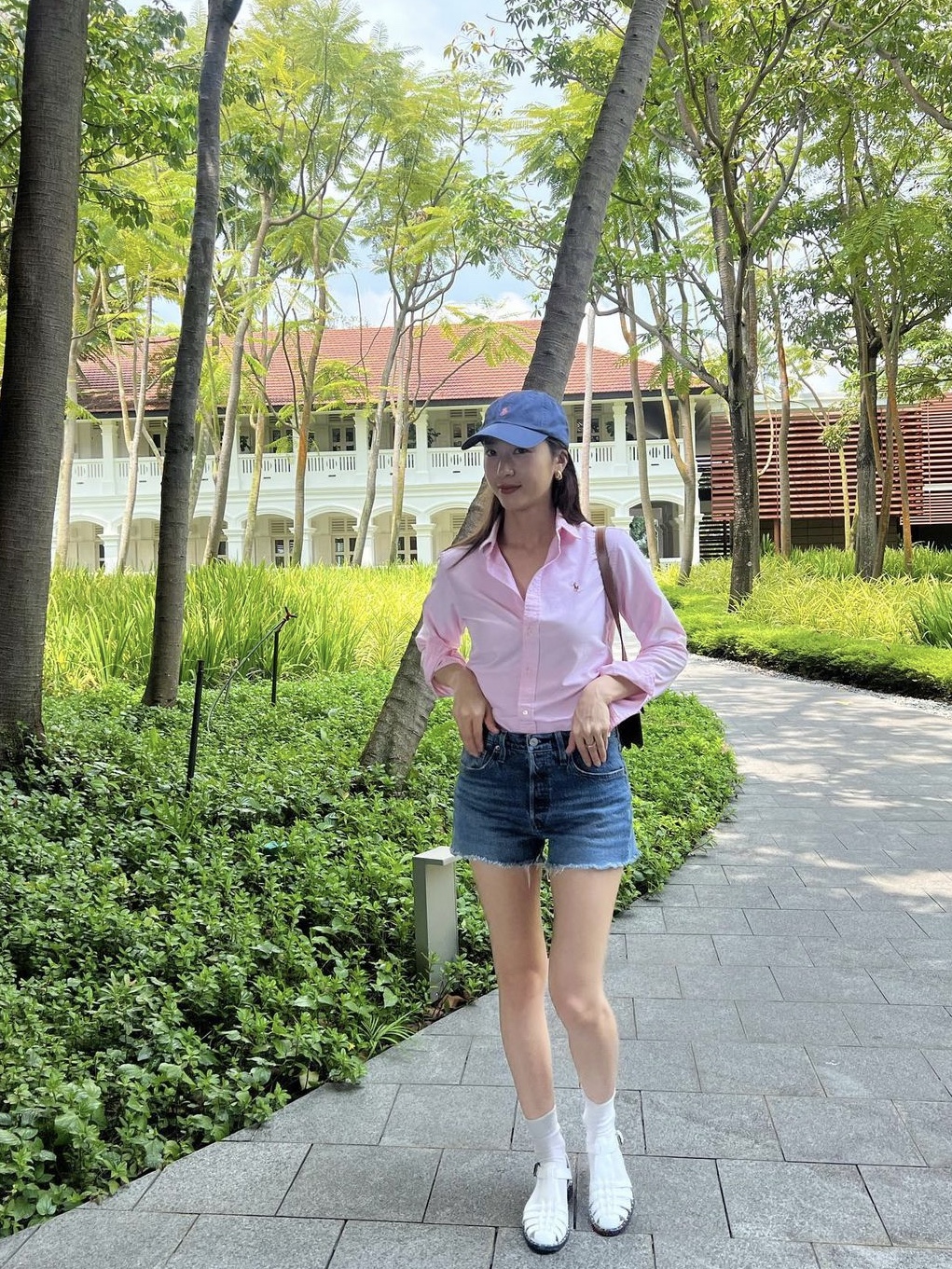 [30% 적립] Polo Ralph Lauren Cotton Chino Ball Cap Newport Navy, [30% 적립] Polo Ralph Lauren Classic Fit Garment Dyed Oxford Shirt White 착용 스타일 - 4