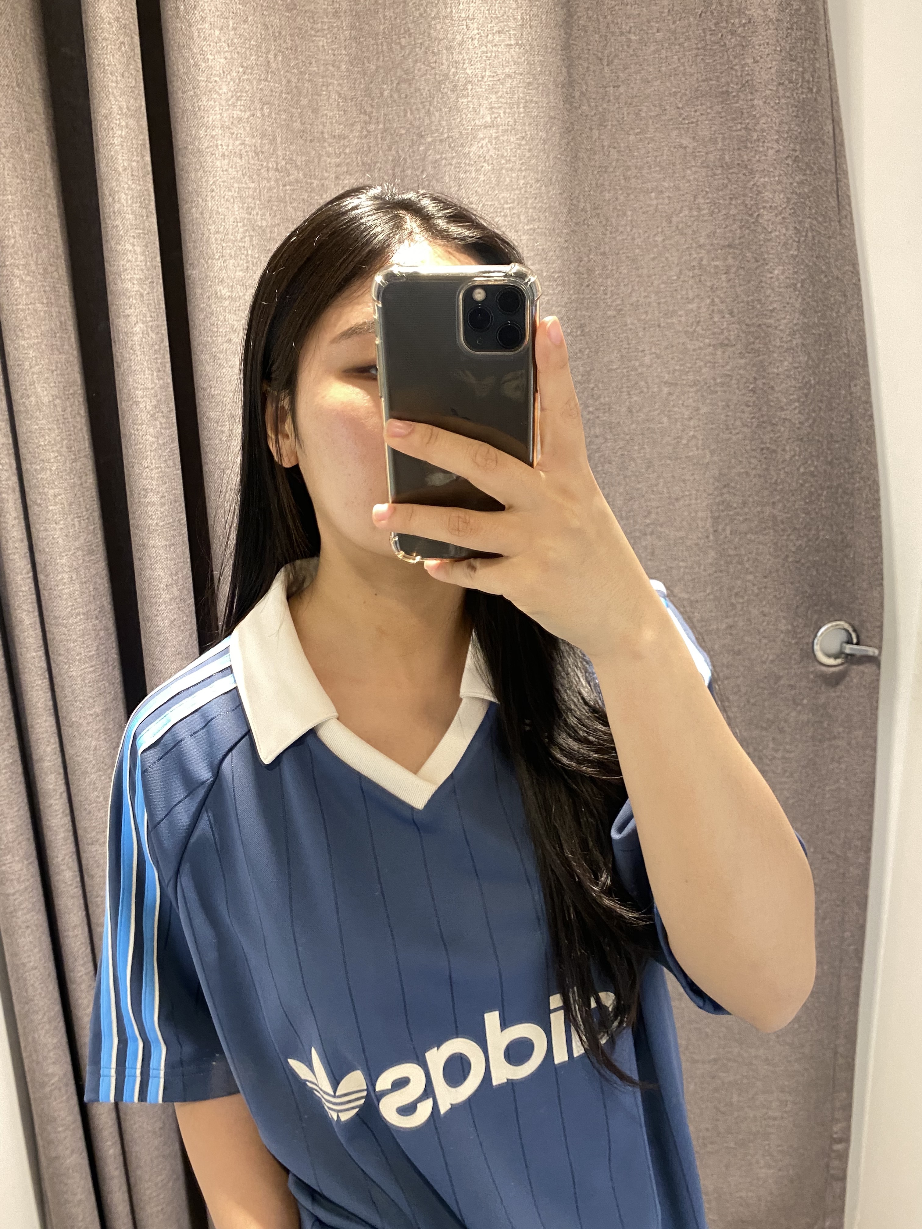 Adidas Pinstripe Jersey Preloved Ink - KR Sizing, Nike V2K Run Pure Platinum Wolf Grey 착용 스타일 - 2