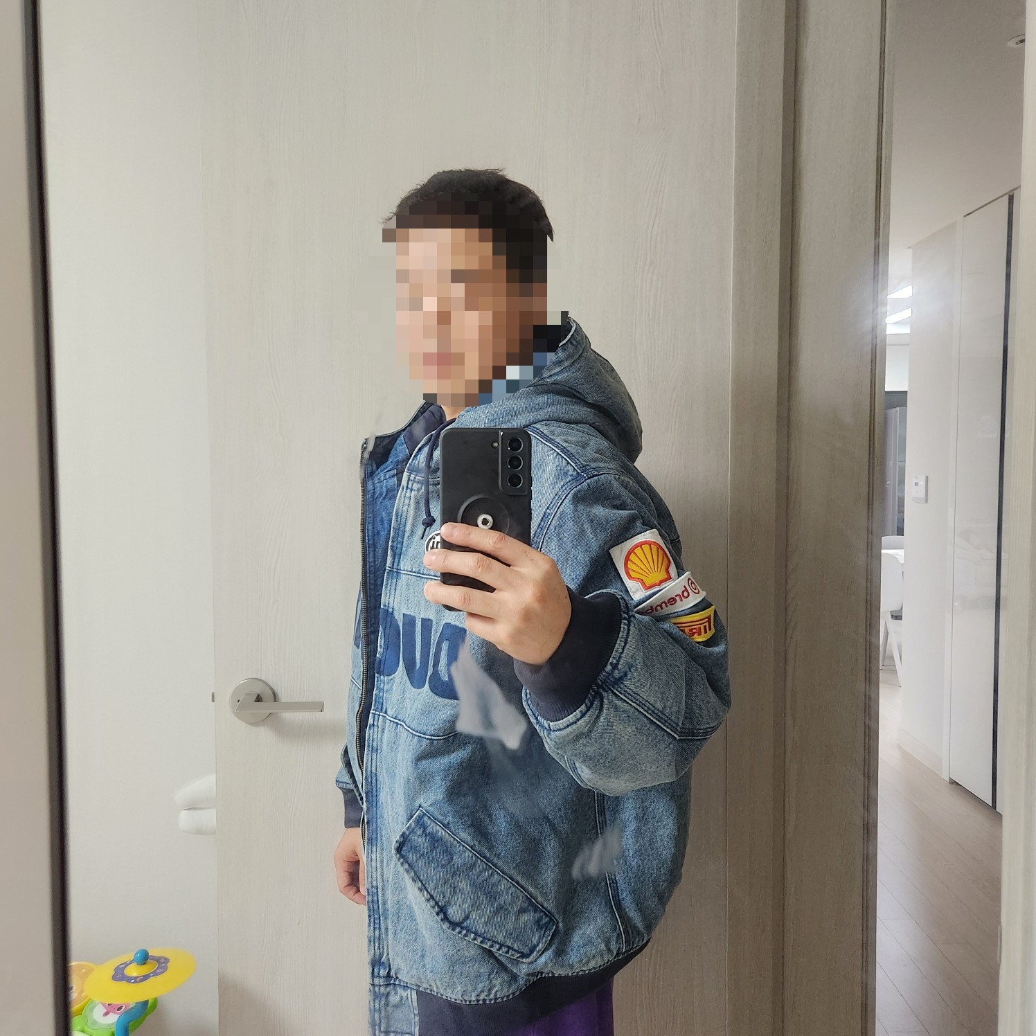 Supreme x Ducati Hooded Racing Jacket Denim - 24SS 착용 스타일 - 2