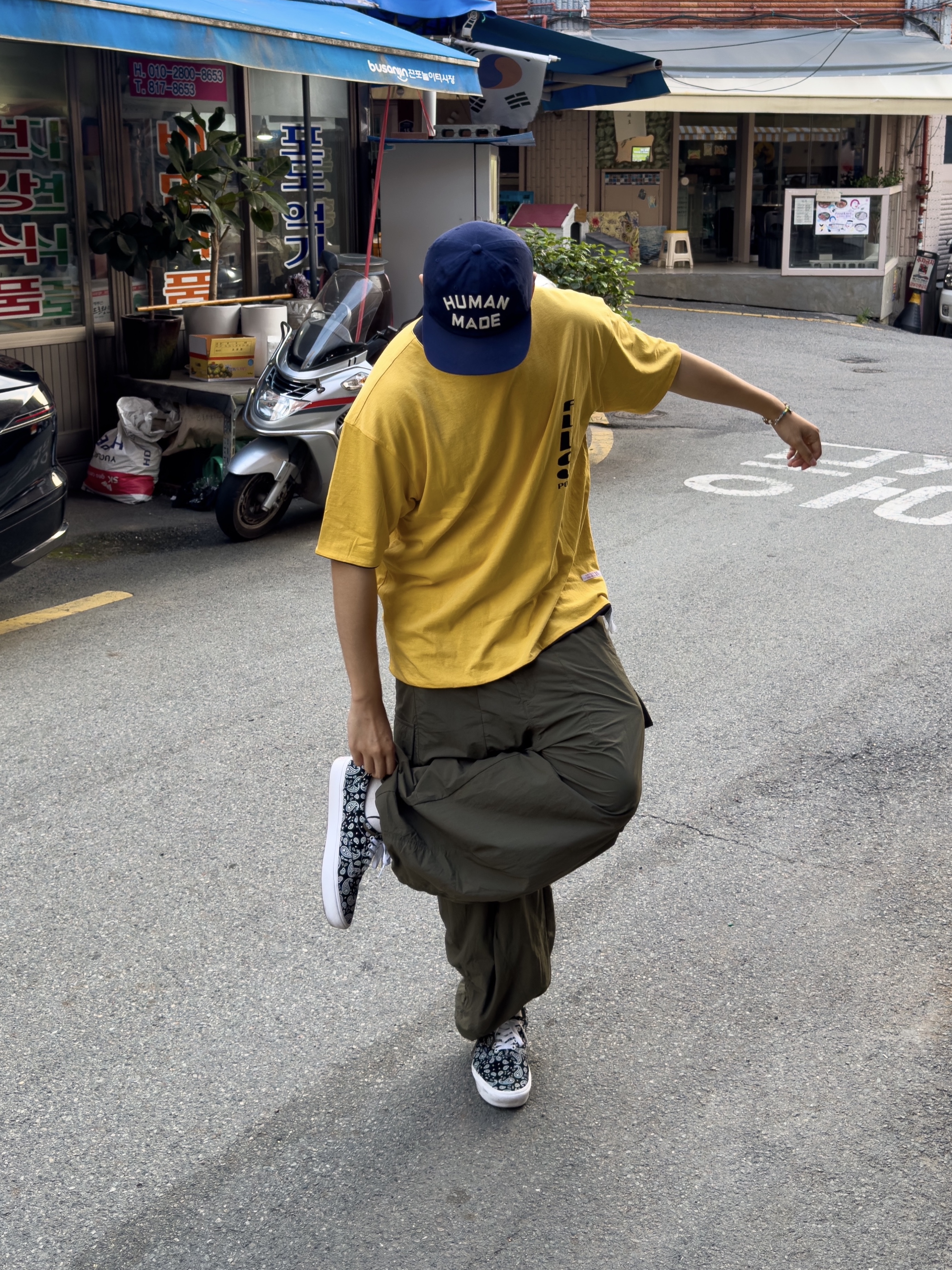 Human Made 6-Panel Wool Cap Navy 착용 스타일 - 3