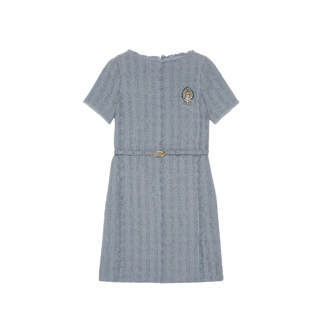 (W) Gucci Wool Tweed Dress with Brooch Pale Blue 상세 이미지 1