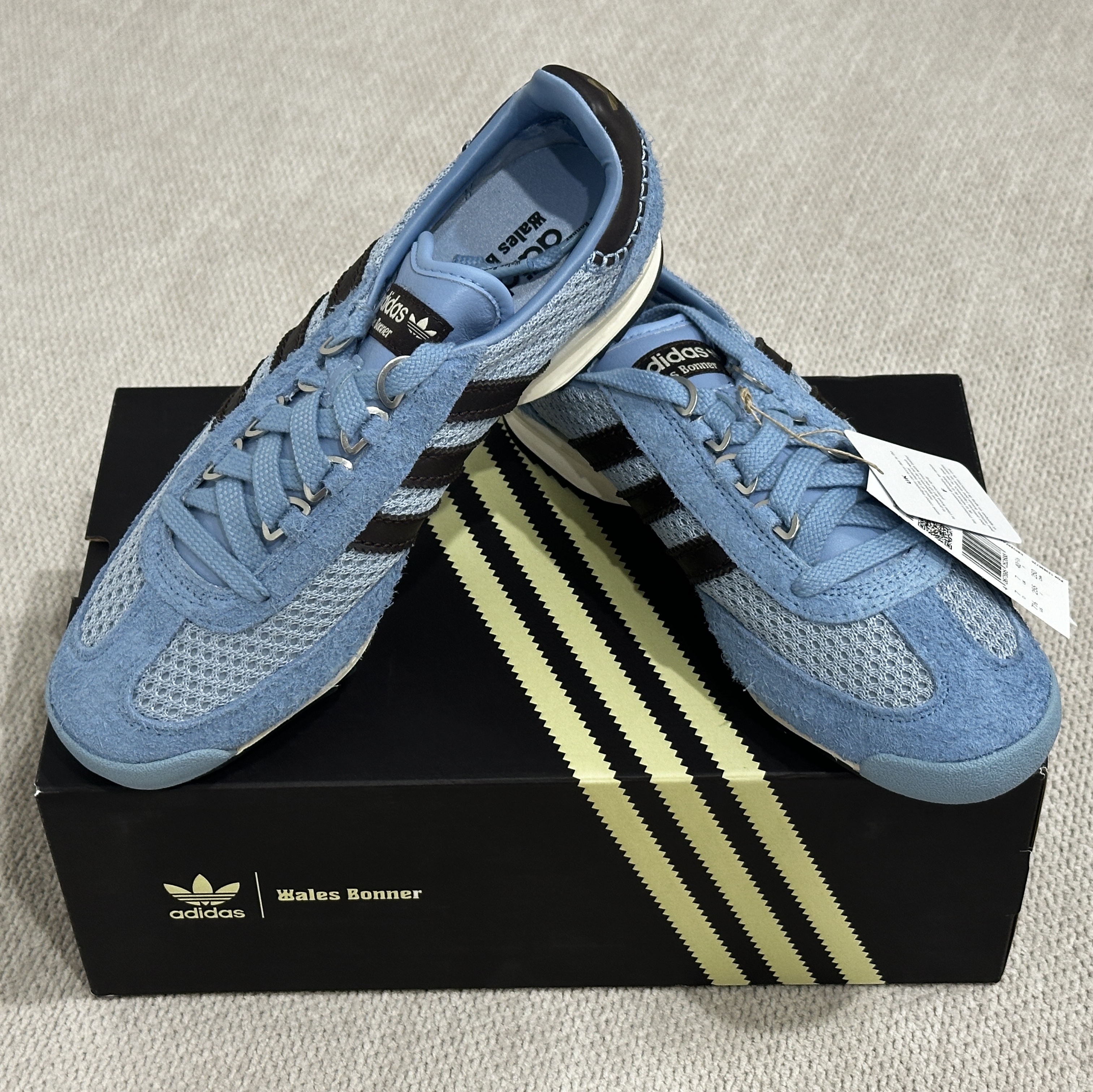 Adidas x Wales Bonner SL 76 Ash Blue Core Black 착용 스타일