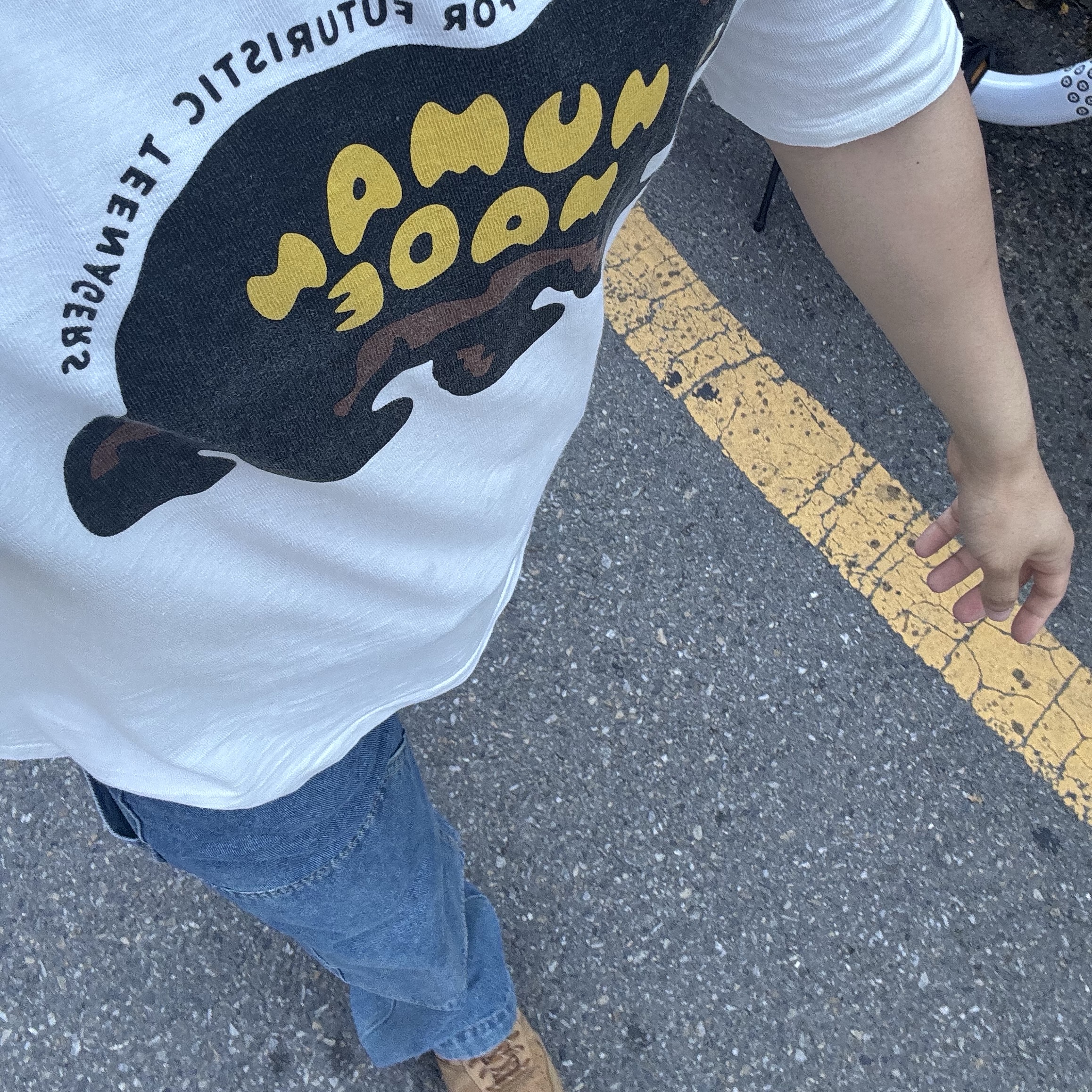 Human Made Graphic T-Shirt #10 White, Nike Air Force 1 '07 WB Flax 착용 스타일