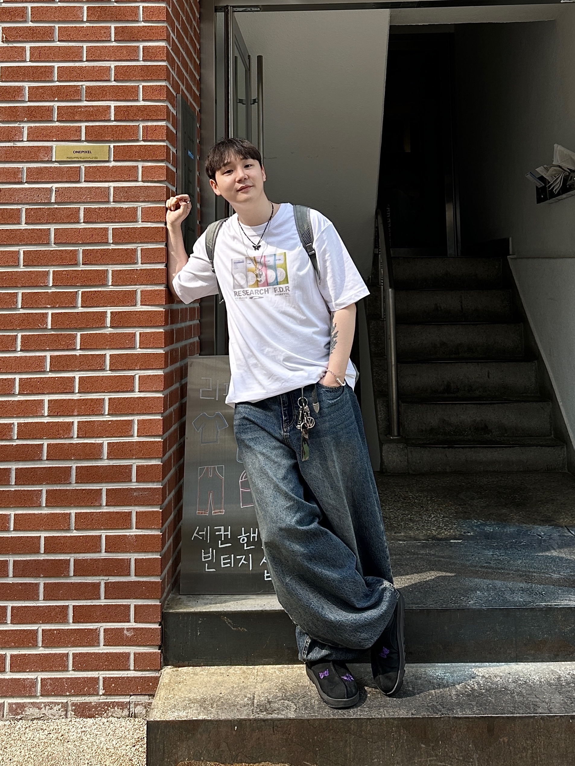 Reebok x Needles Beatnik Moc Core Black Extreme Purple, Supreme Webbing Keychain Green Camo - 23SS 착용 스타일 - 2