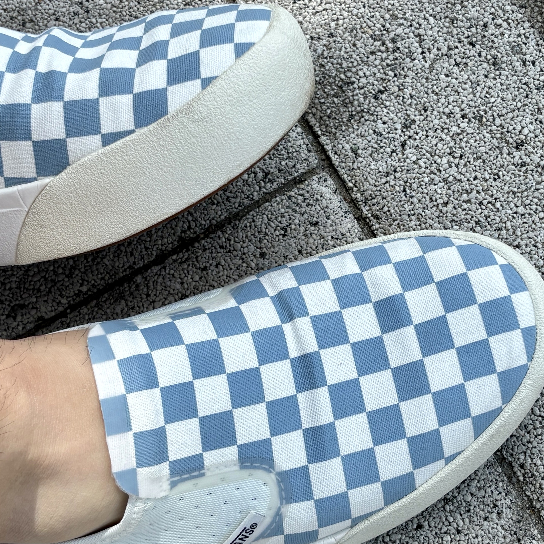 Vans ComfyCush One Checkerboard Blue 착용 스타일 - 3