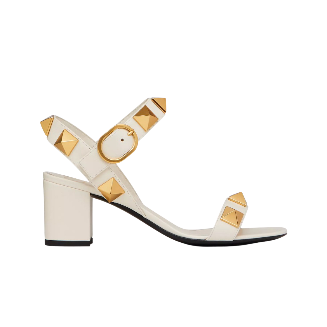 S0CR2ZWMI16 (W) Valentino Roman Stud Calfskin Sandal Light Ivory