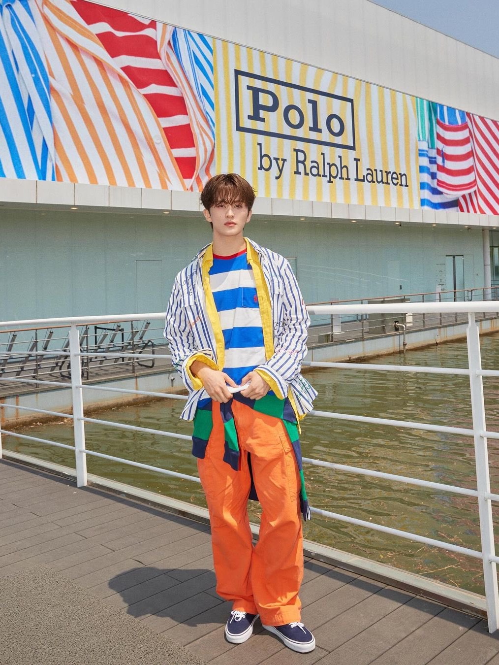 Polo Ralph Lauren Classic Fit Stripe Jersey Rugby Shirt Blue, Polo Ralph Lauren Classic Fit Stripe Jersey Rugby Shirt Navy 착용 스타일 - 3