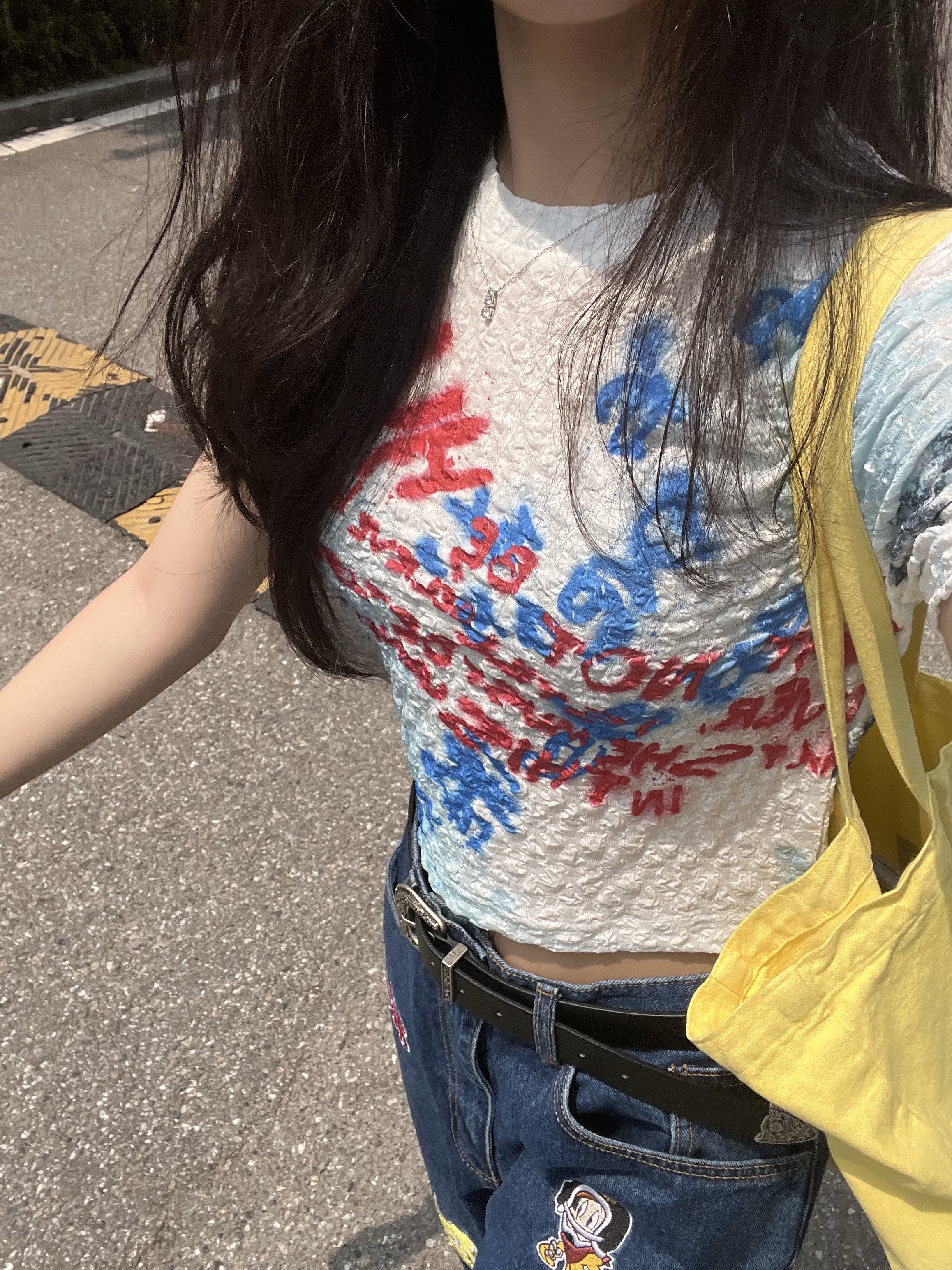 [KREAM 단독] ADSB Andersson Bell Essential Women Jenny Sprayed Lettering T-Shirt White, Nike ZoomX Invincible Run Flyknit 3 White Cobalt Bliss 착용 스타일 - 2