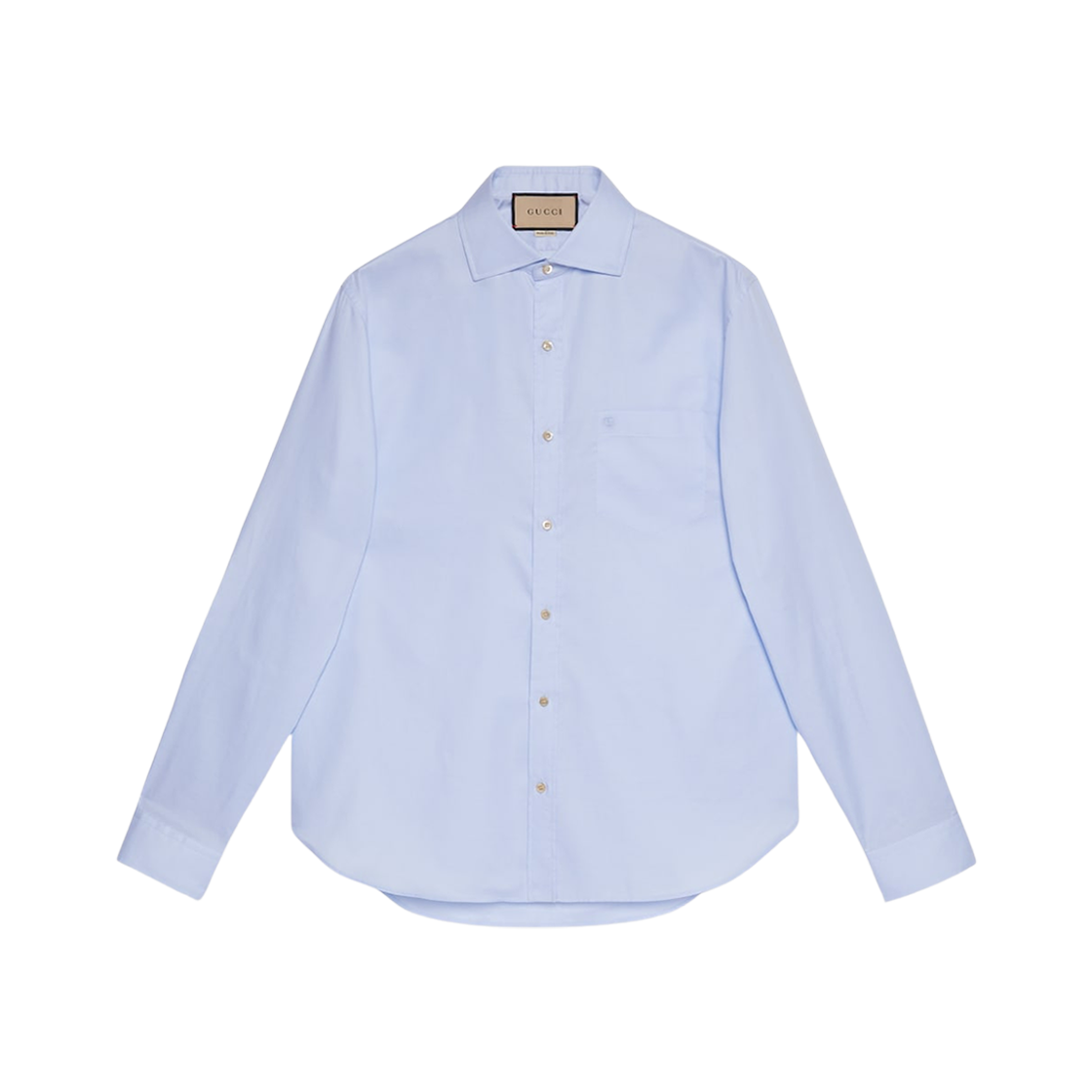 Gucci Cotton Boxy Shirt with Double G Pale Blue 상세 이미지 1