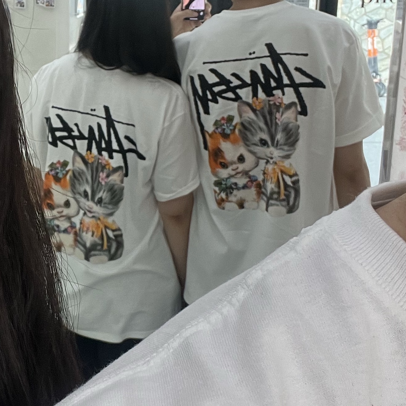 Stussy Kittens T-Shirt White 착용 스타일