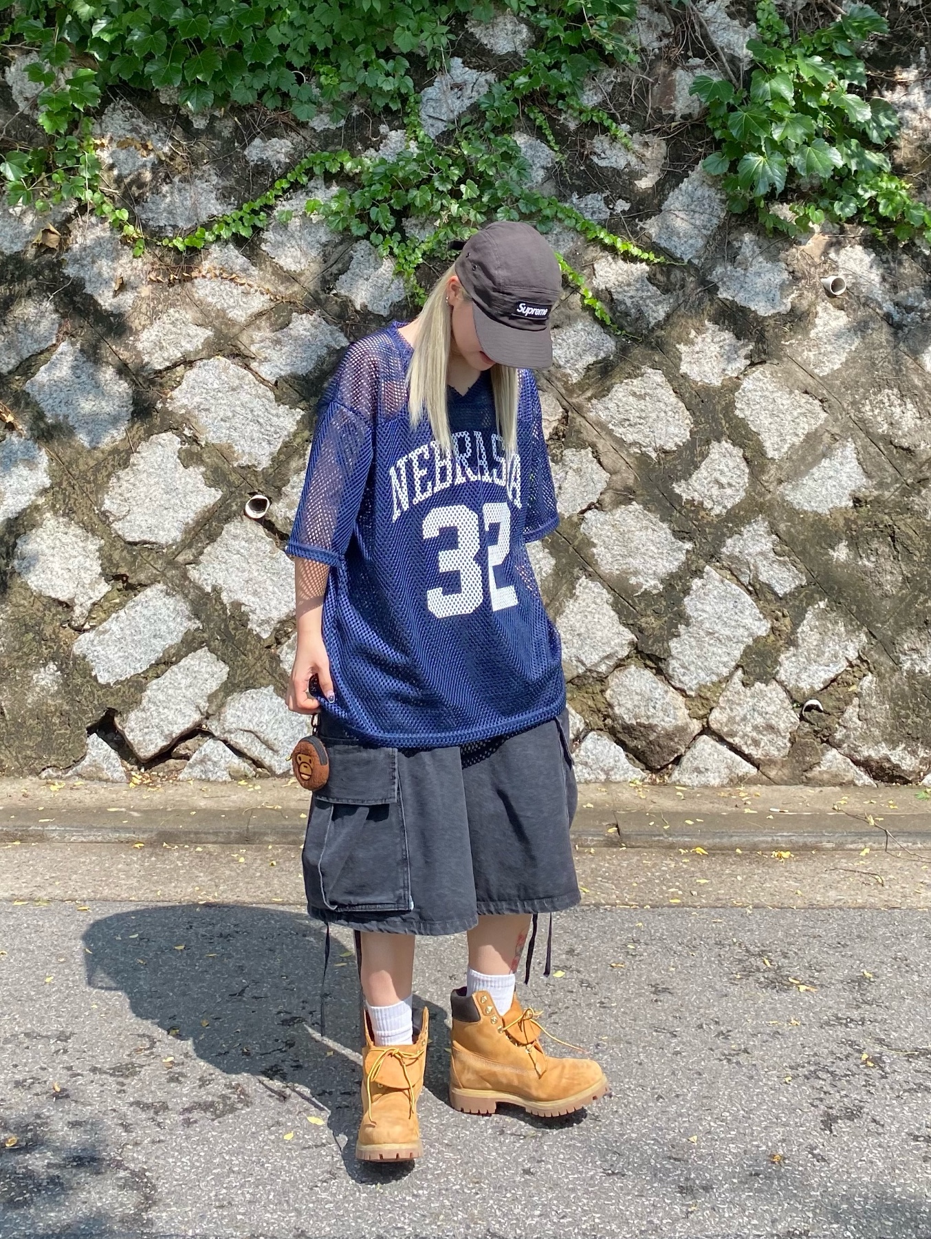 (W) Timberland 6 Inch Premium Waterproof Boot Wheat Nubuck - Wide, Supreme Denim Camp Cap Black - 24SS 착용 스타일 - 1