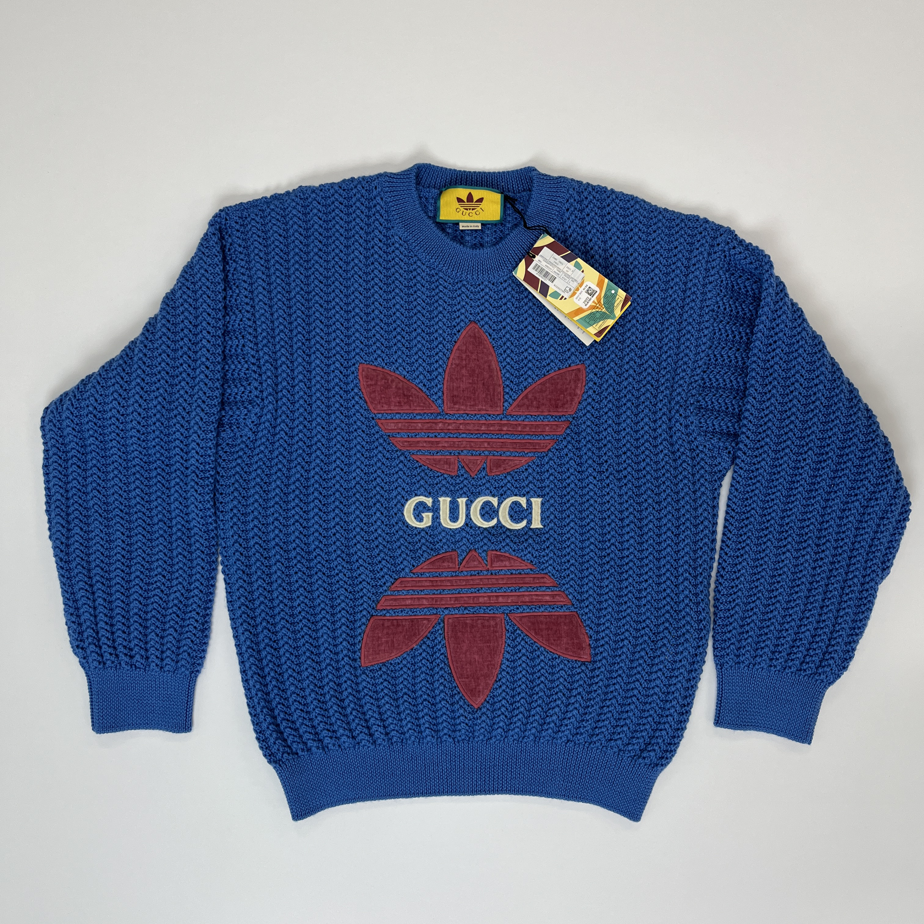 Gucci x Adidas Wool Knit Sweater Blue 착용 스타일 - 2