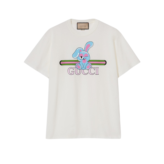 (W) Gucci Cotton Jersey Printed T-Shirt Off White