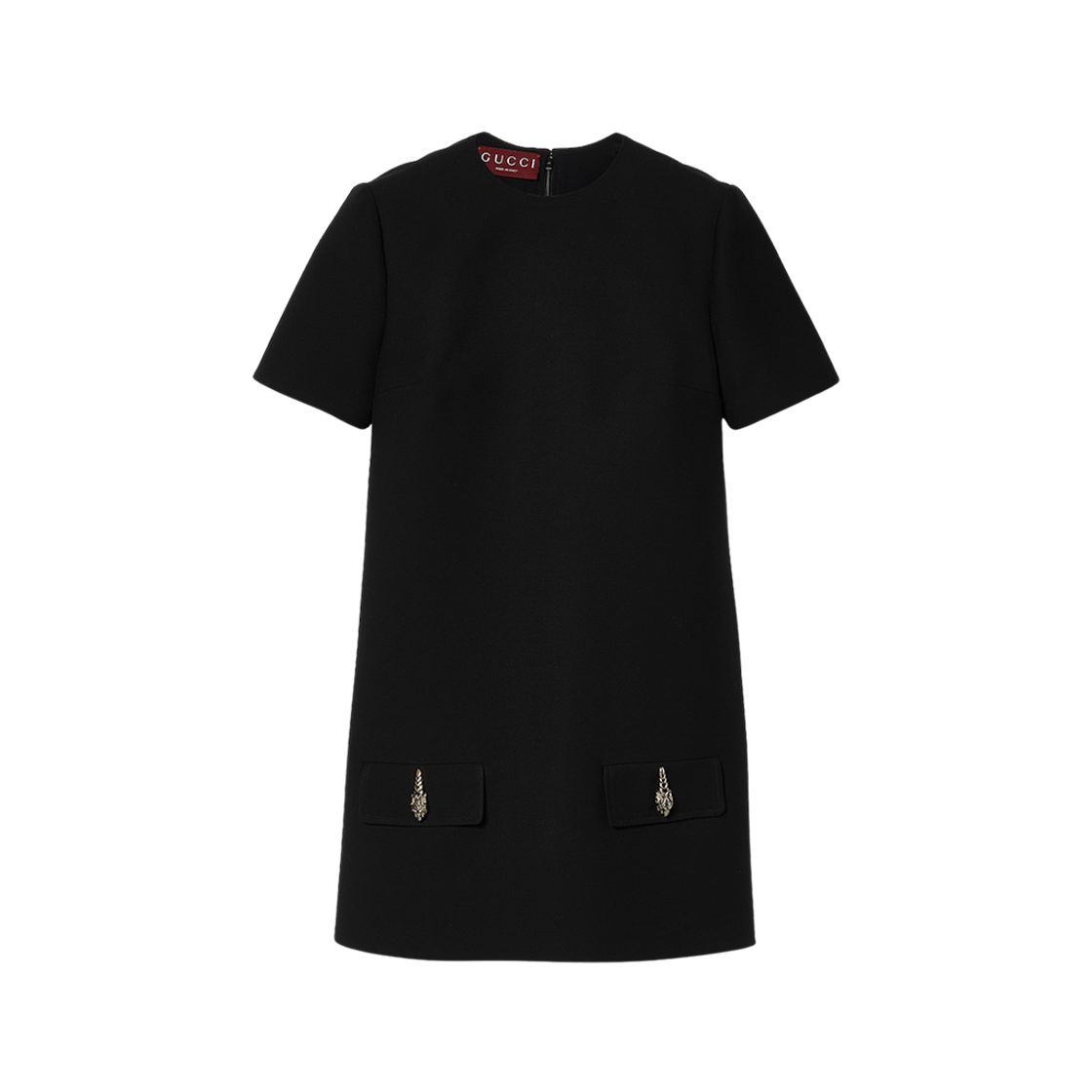 (W) Gucci Cady Crêpe Wool Silk Dress Black 상세 이미지 1