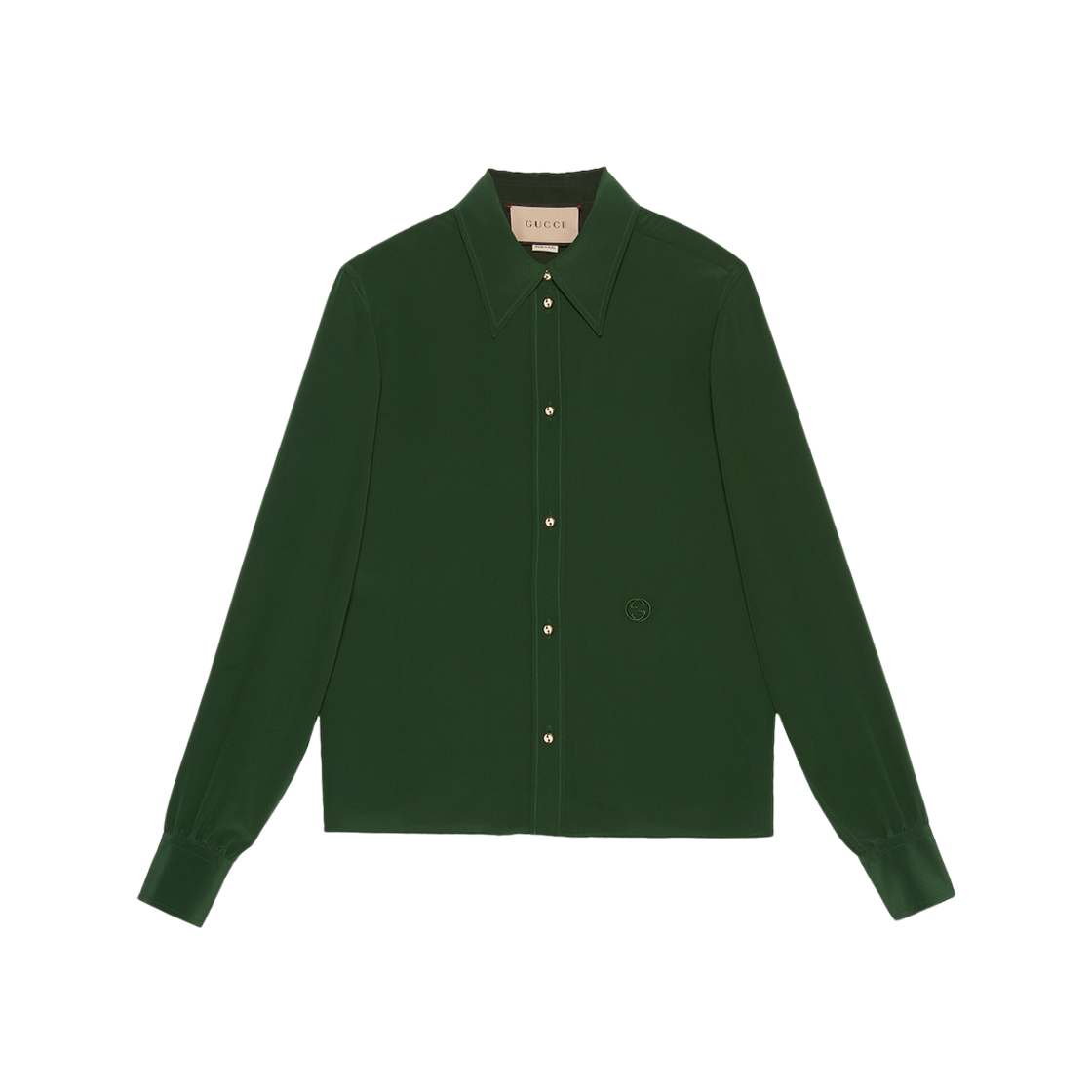 (W) Gucci Silk Crepe De Chine Shirt Green 상세 이미지 1